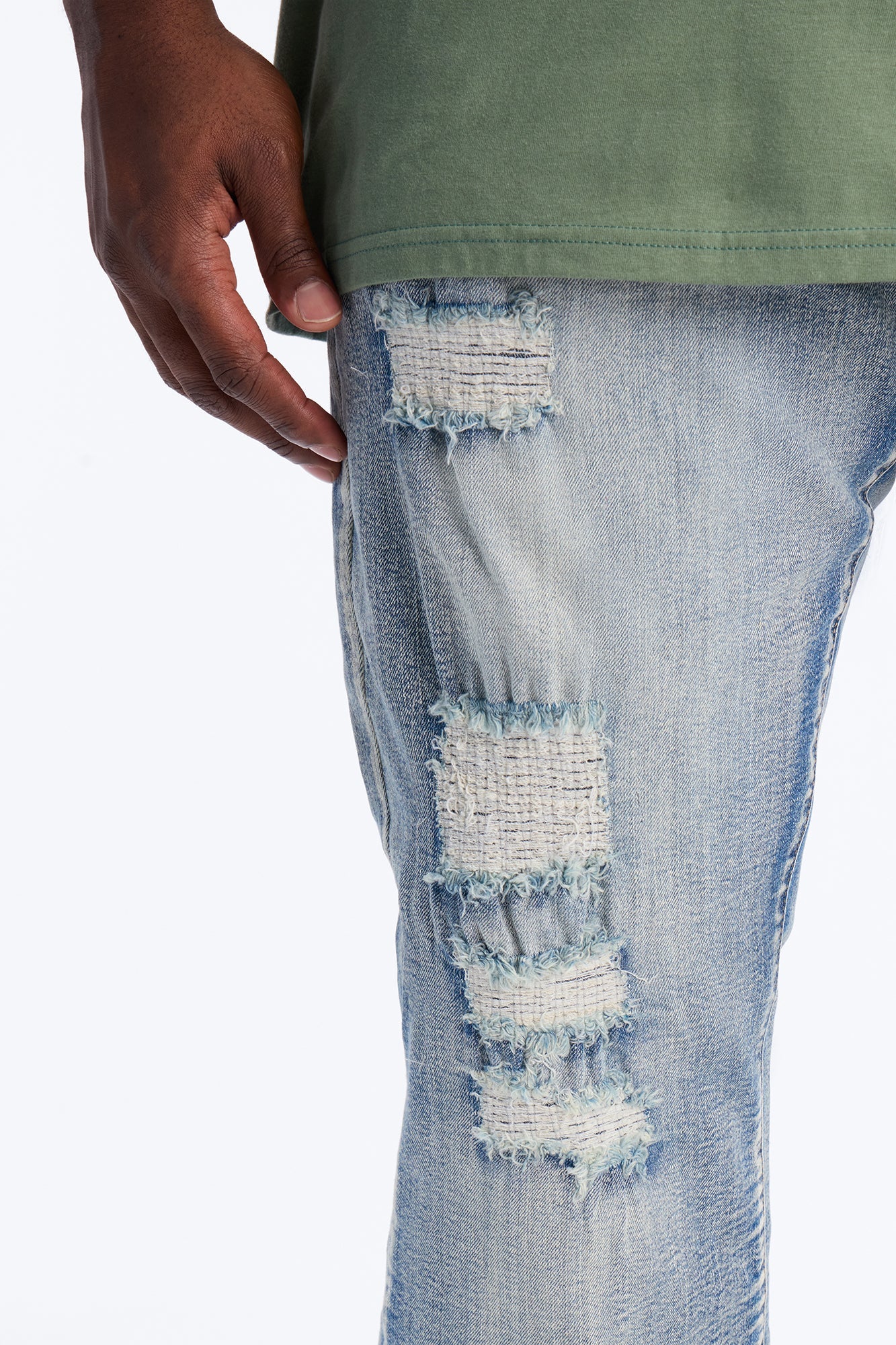 Stacked Skinny Flare Rouge Ripped Jeans - Light Wash Fashion Nova
