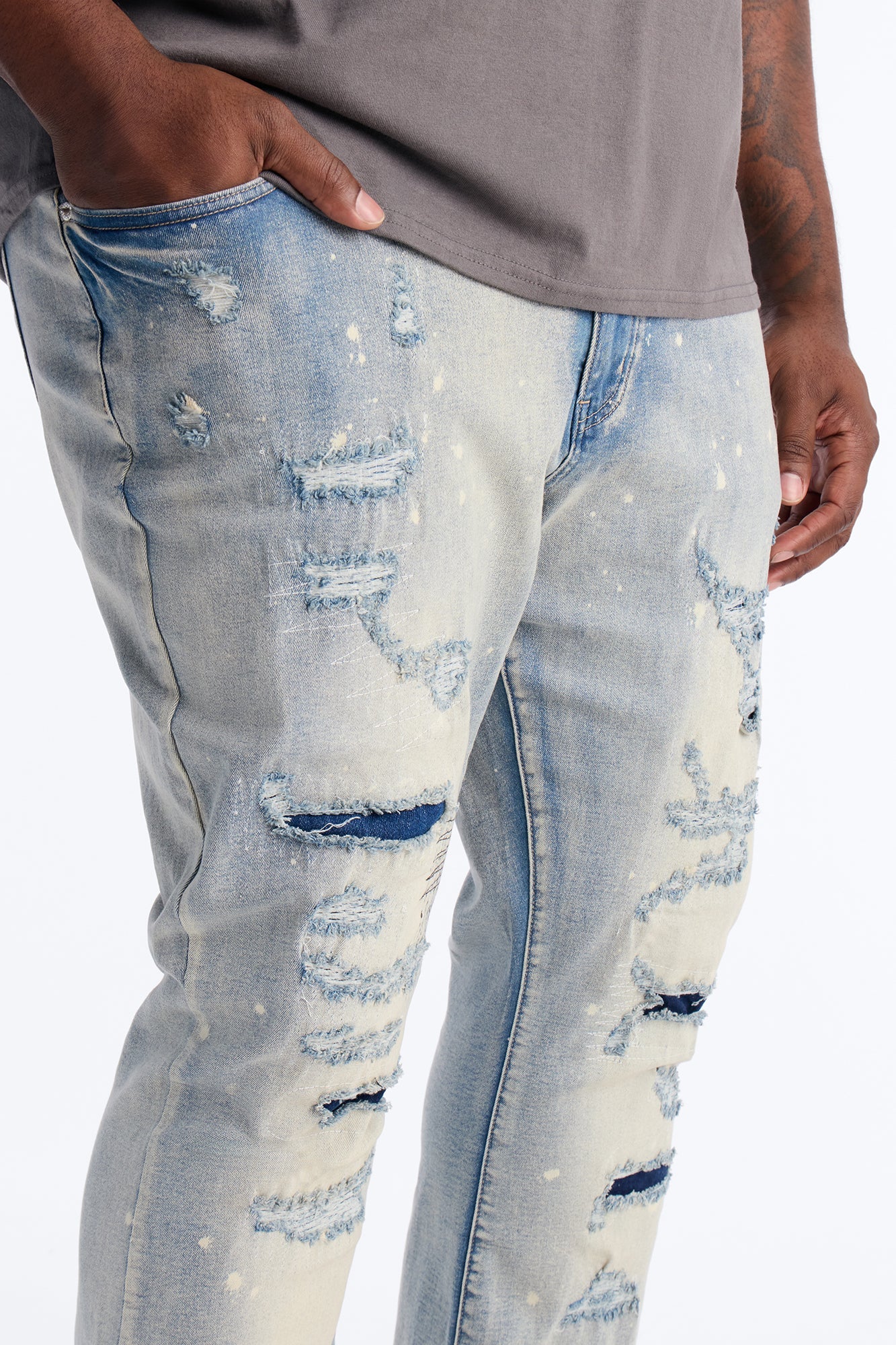 Stacked Skinny Flare Distressed Me Out Jean - Light Wash Fashion Nova