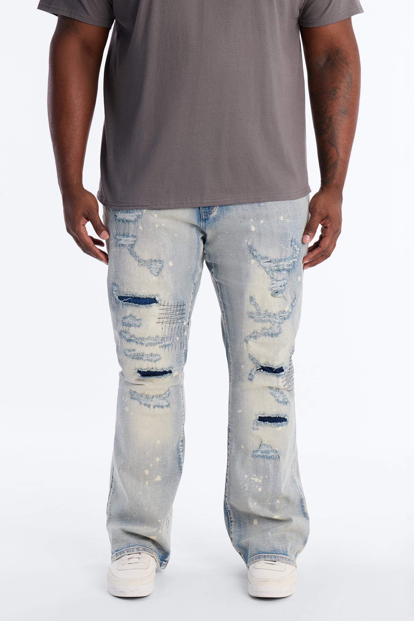Stacked Skinny Flare Distressed Me Out Jean - Light Wash Fashion Nova