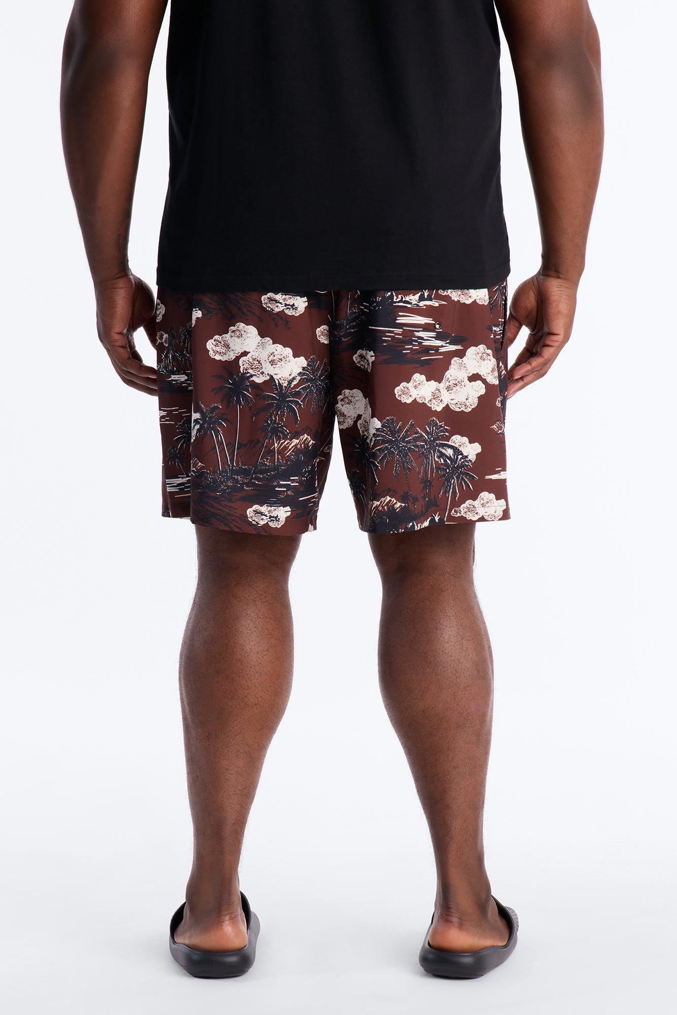 Brushed Tropical Oasis Swim Trunk 7″ - Brown Fashion Nova