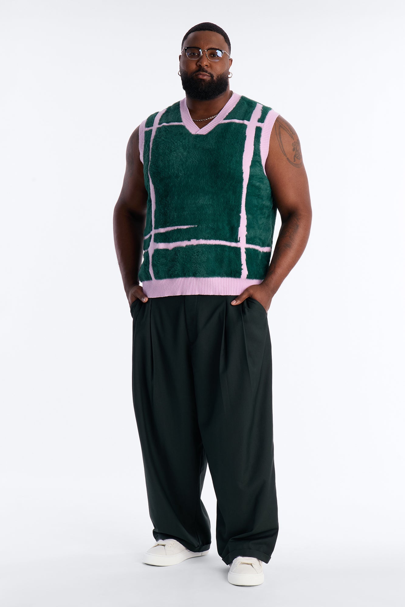 Gridlock Fuzzy Sweater Vest - Purple Fashion Nova