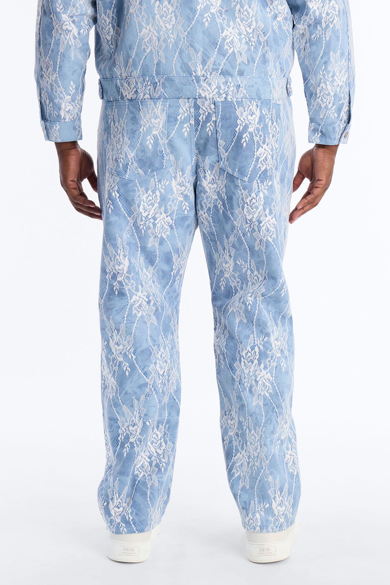 Lace Overlay Straight Jeans - Medium Blue Wash Fashion Nova
