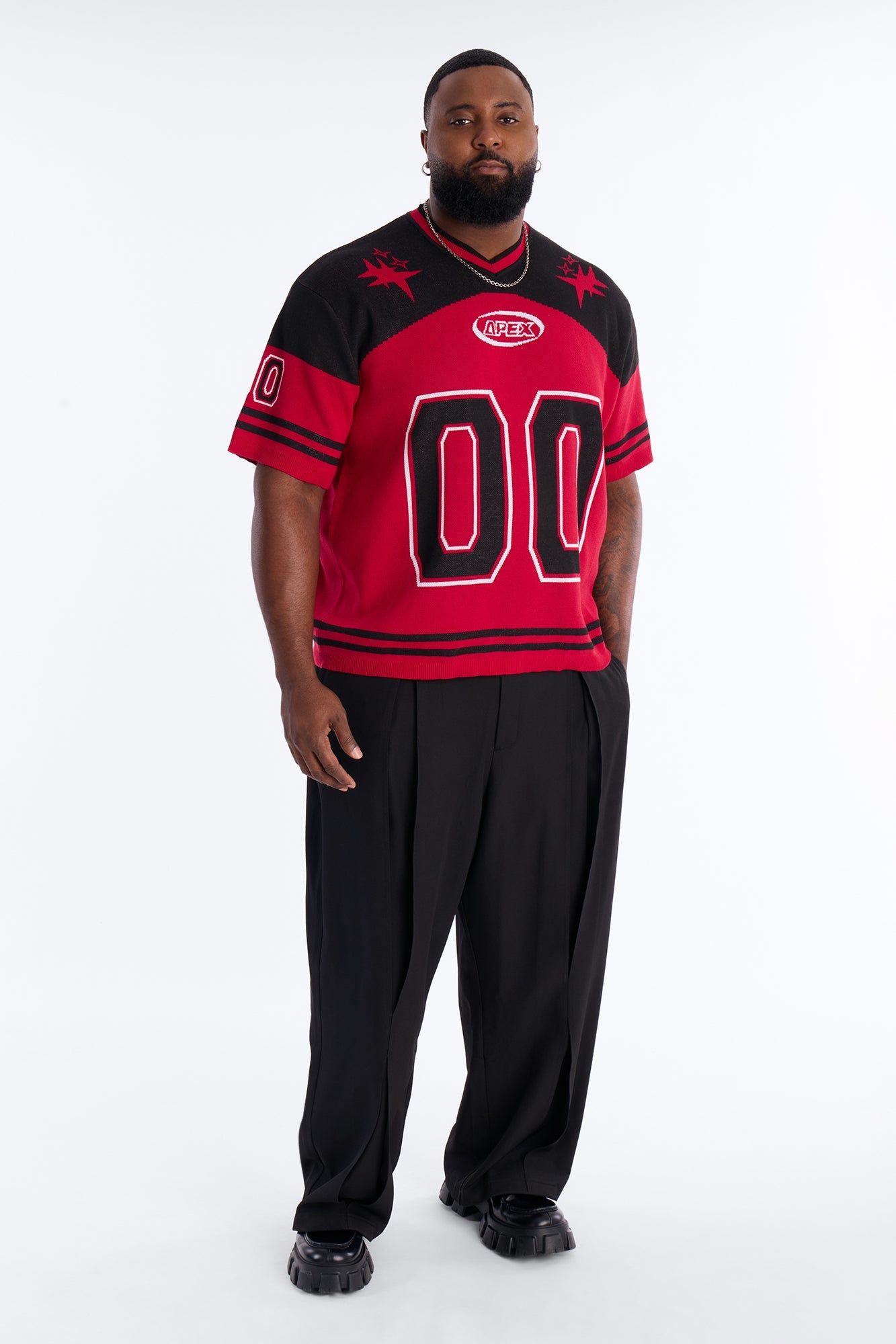 Short Sleeve Graphic Jersey Sweater - Red/Black Fashion Nova