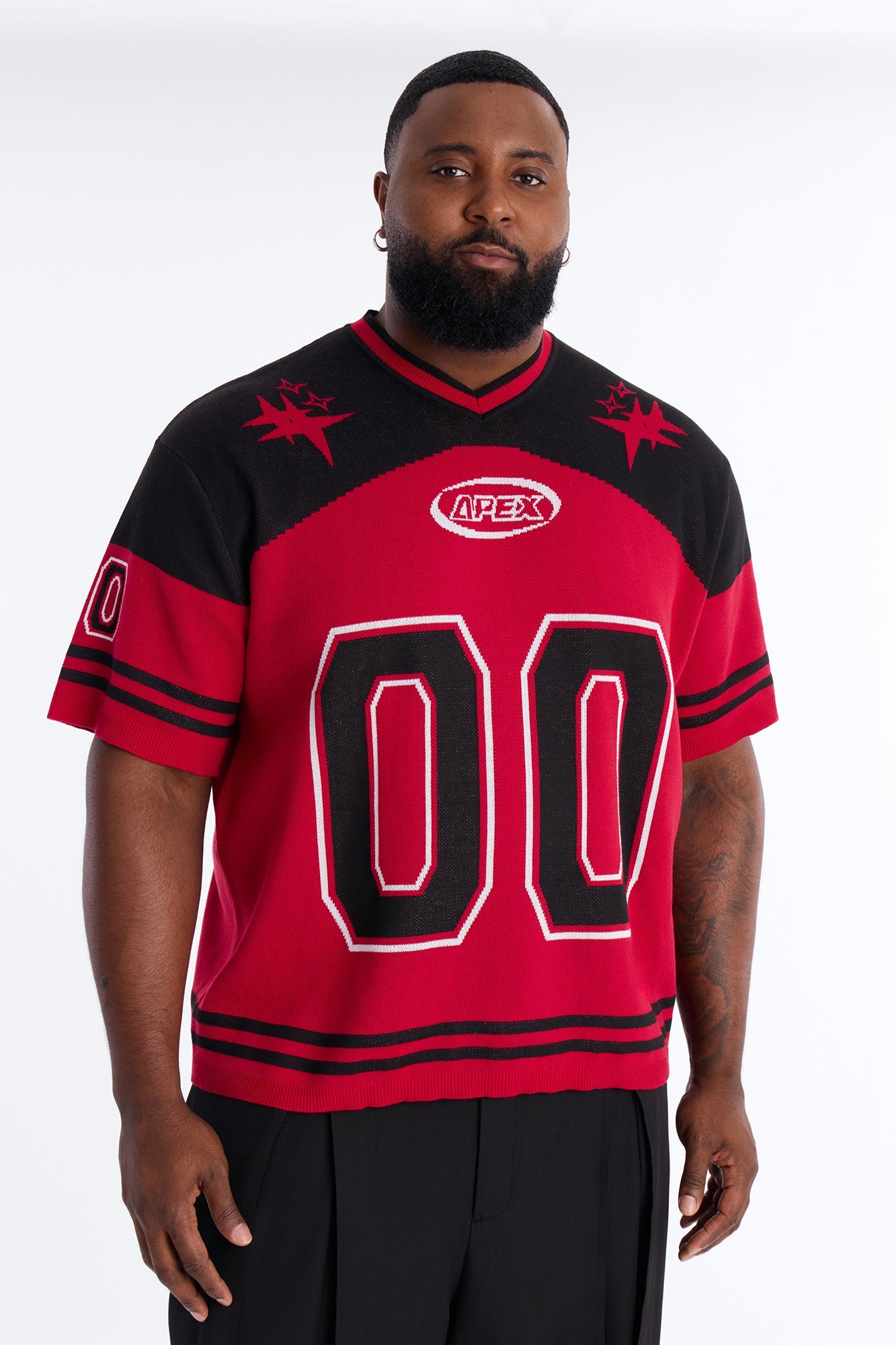 Short Sleeve Graphic Jersey Sweater - Red/Black Fashion Nova