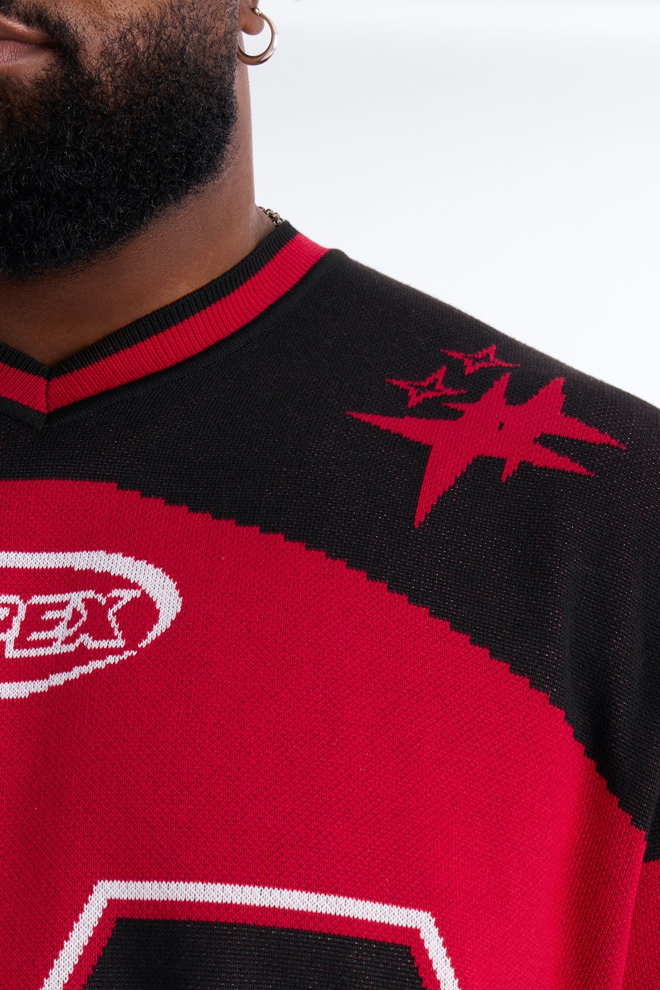 Short Sleeve Graphic Jersey Sweater - Red/Black Fashion Nova
