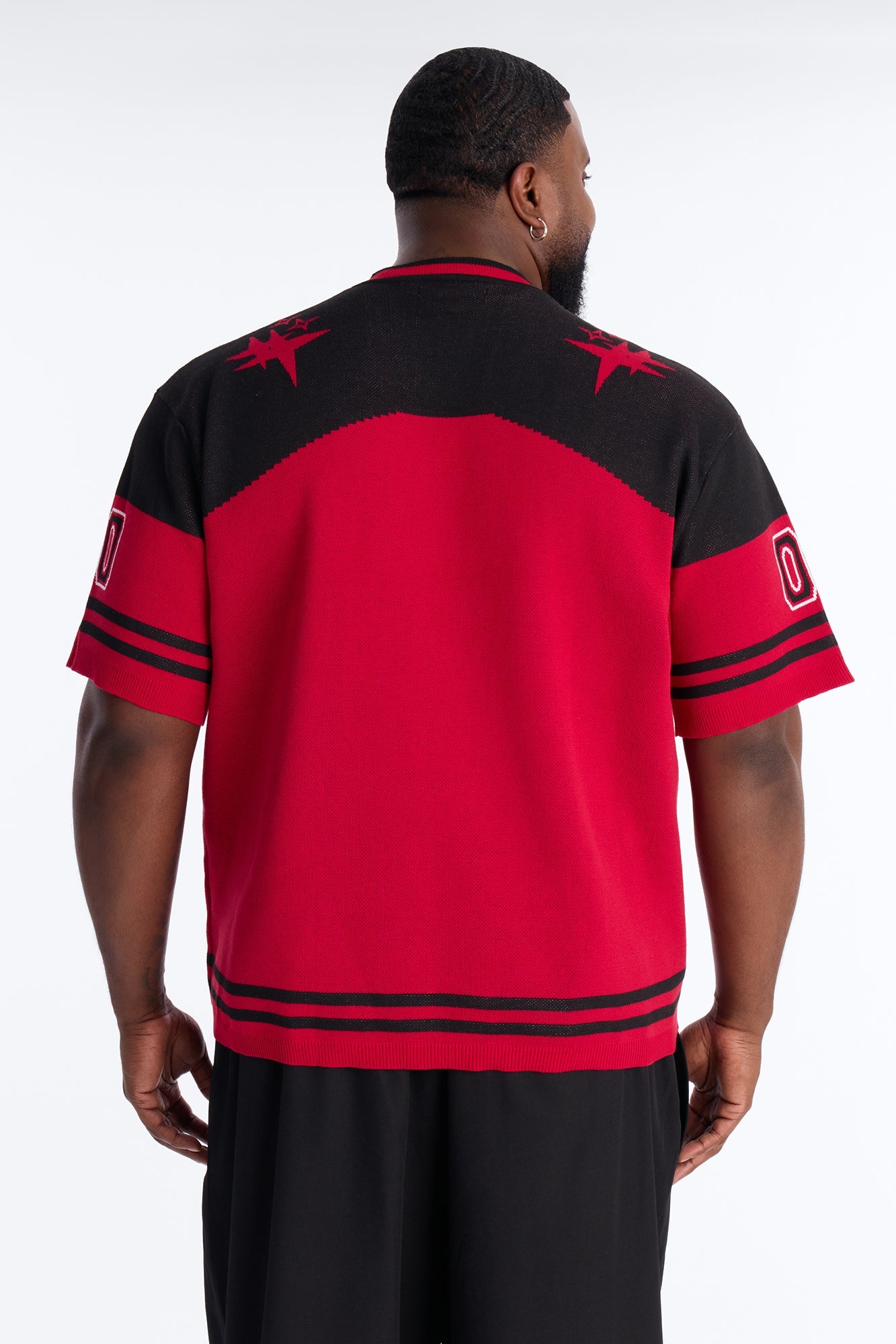 Short Sleeve Graphic Jersey Sweater - Red/Black Fashion Nova