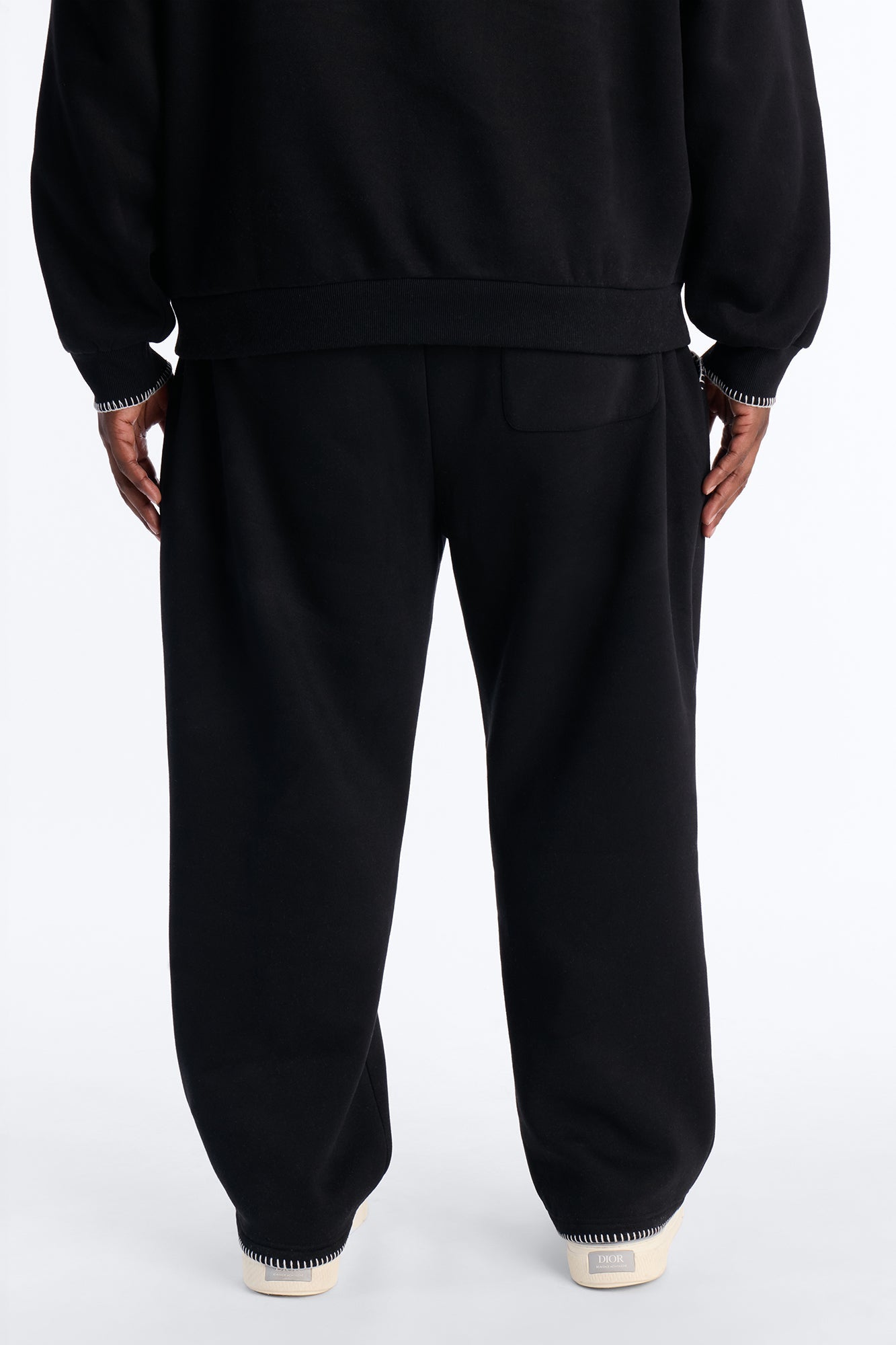 Straight Contrast Blanket Stitch Sweatpants - Black Fashion Nova