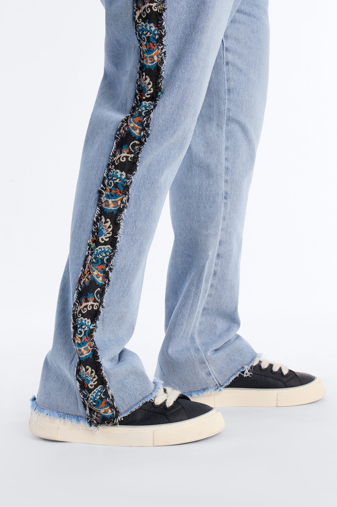 Stacked Slim Flare Exquisite Tapestry Jeans - Light Blue Wash Fashion Nova