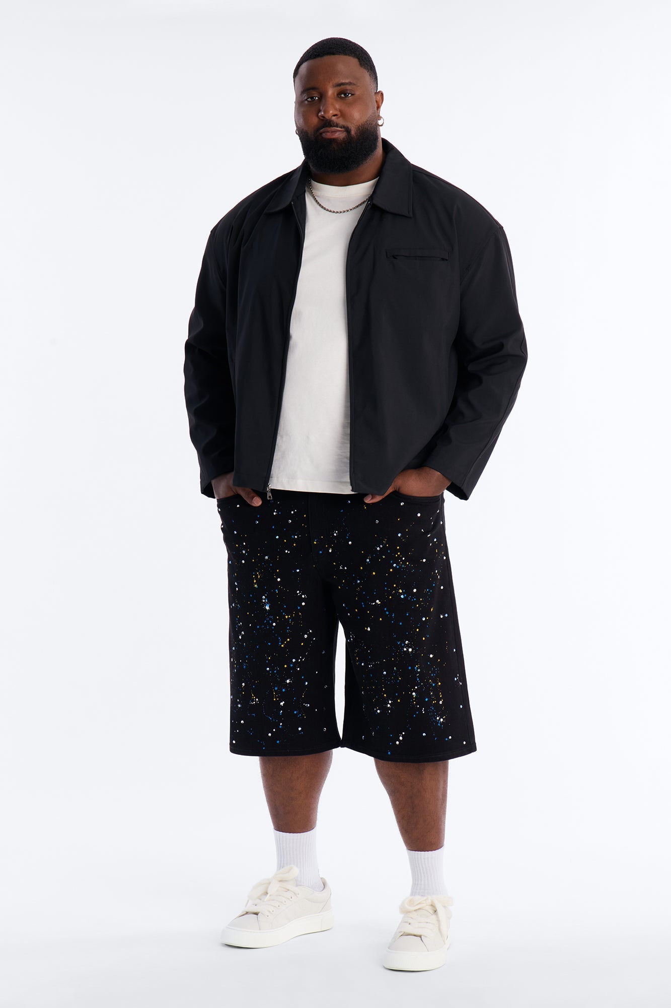 Baggy Drip Bling Denim Short - Black Fashion Nova
