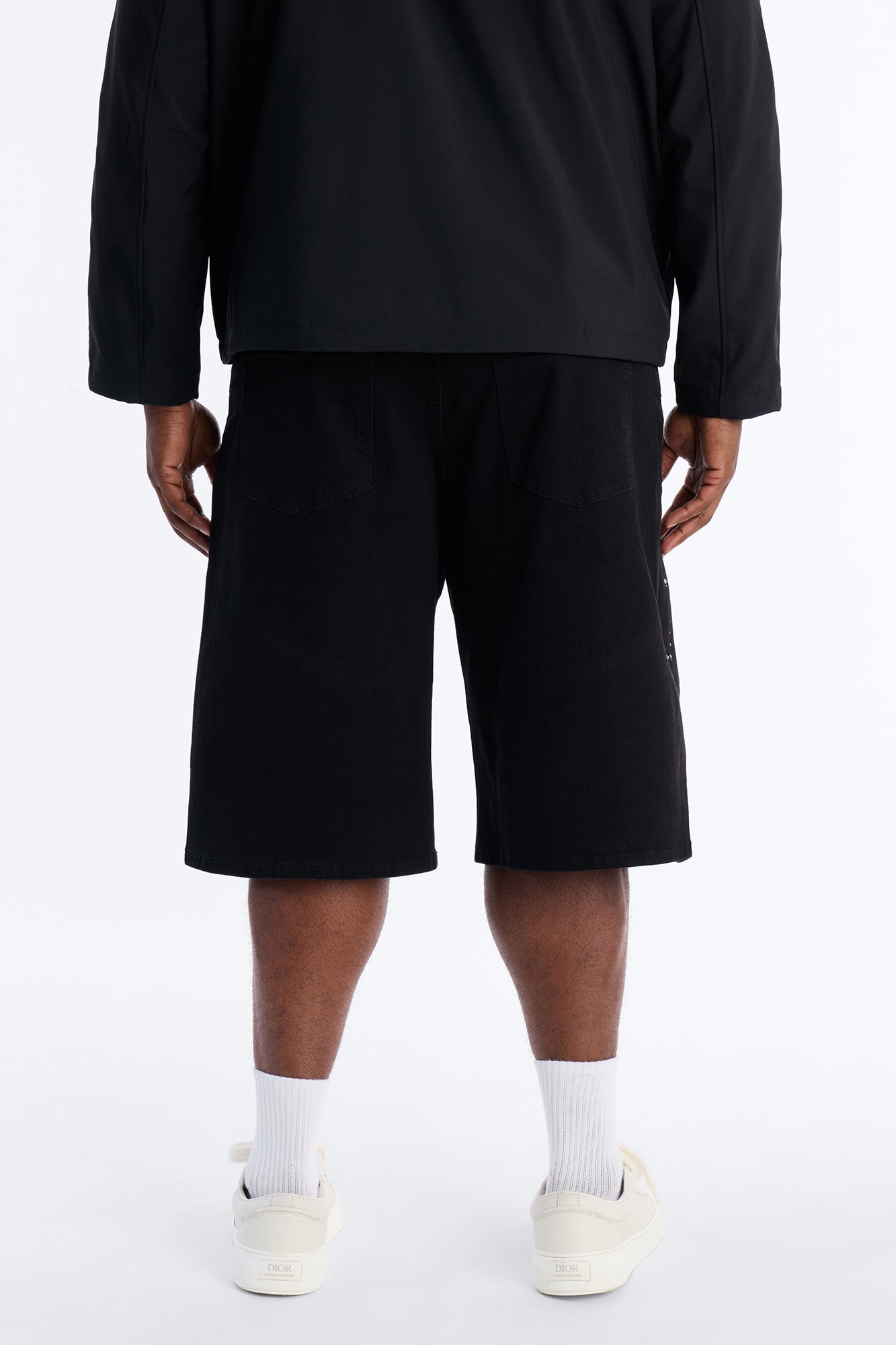 Baggy Drip Bling Denim Short - Black Fashion Nova