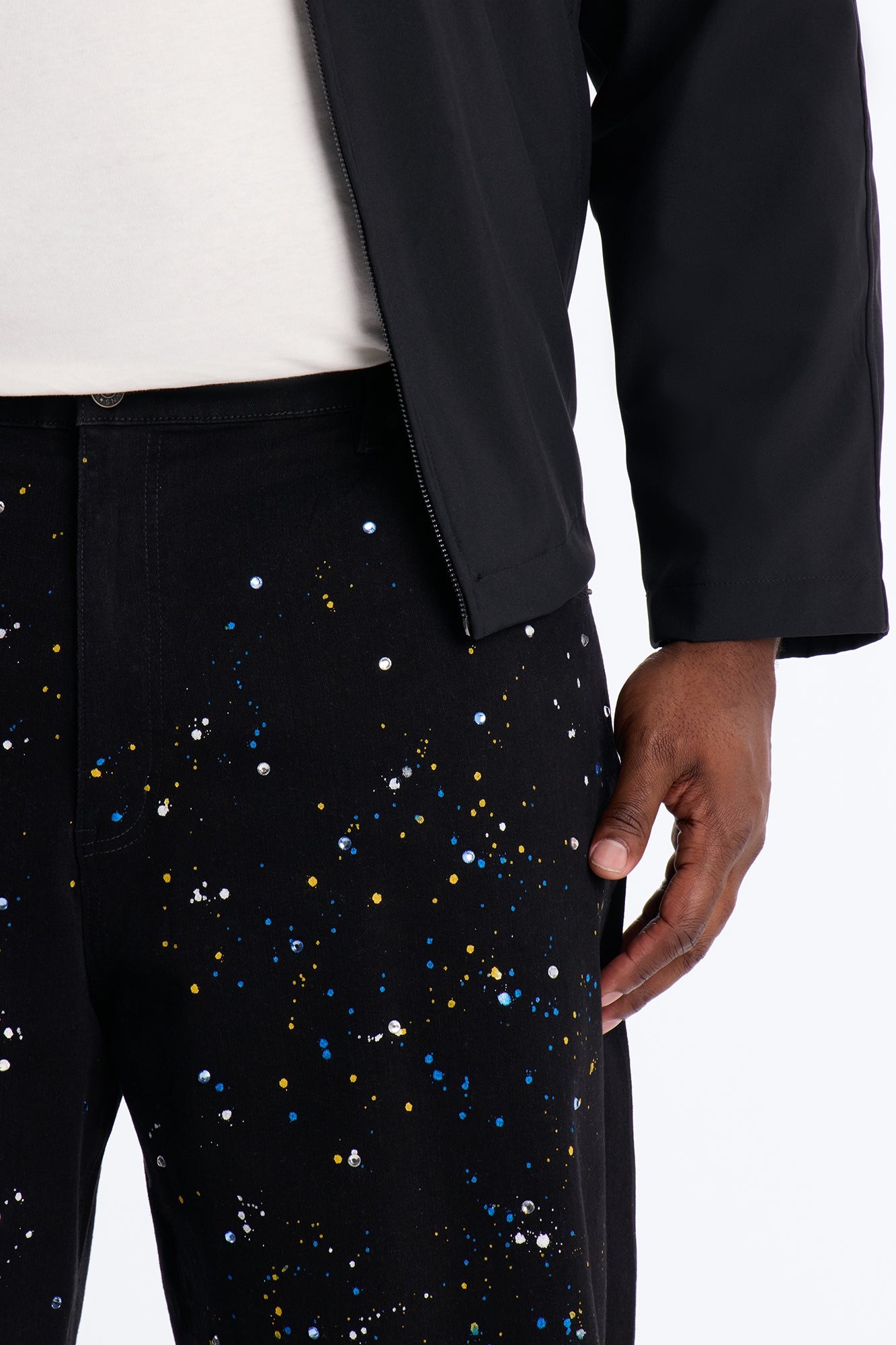 Baggy Drip Bling Denim Short - Black Fashion Nova