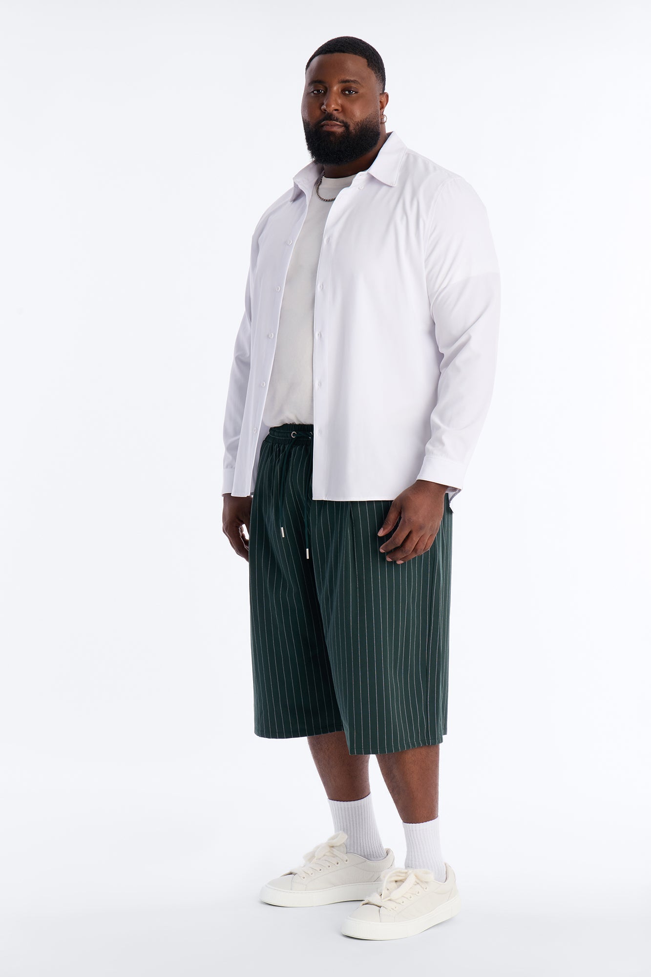 Baggy Straight Striped Soho Refined Short - Hunter Green Fashion Nova