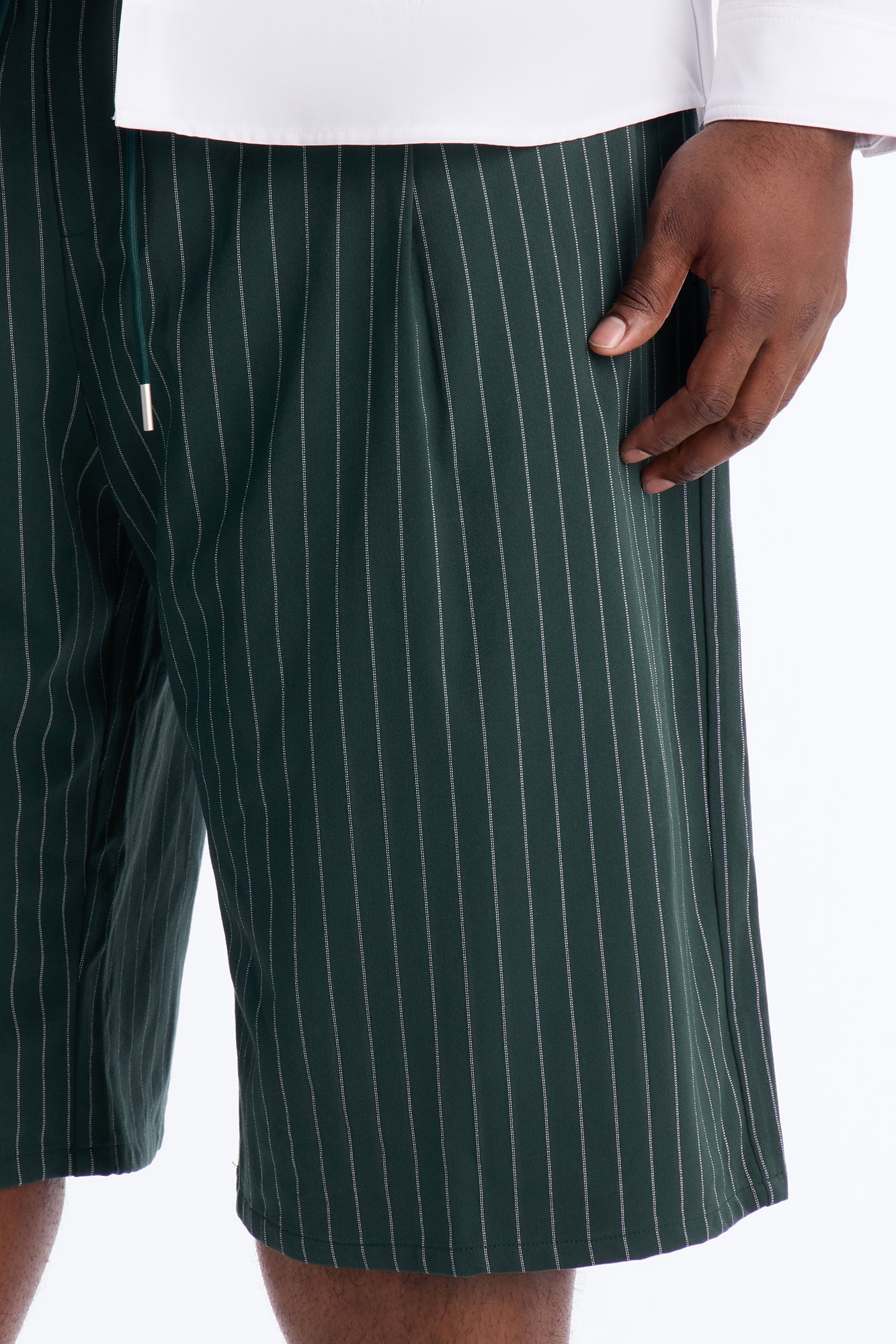 Baggy Straight Striped Soho Refined Short - Hunter Green Fashion Nova