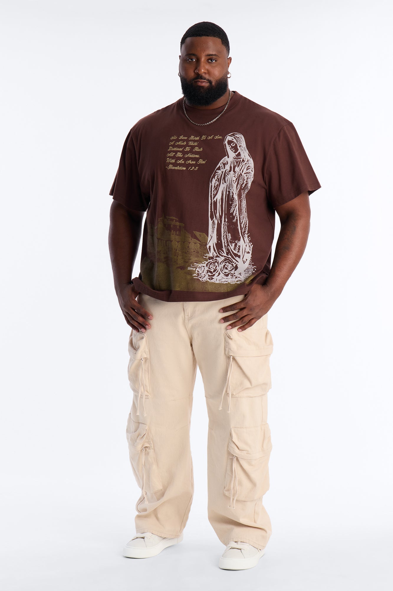 Always Believe Embroidered Short Sleeve Fleece Tee - Brown Fashion Nova