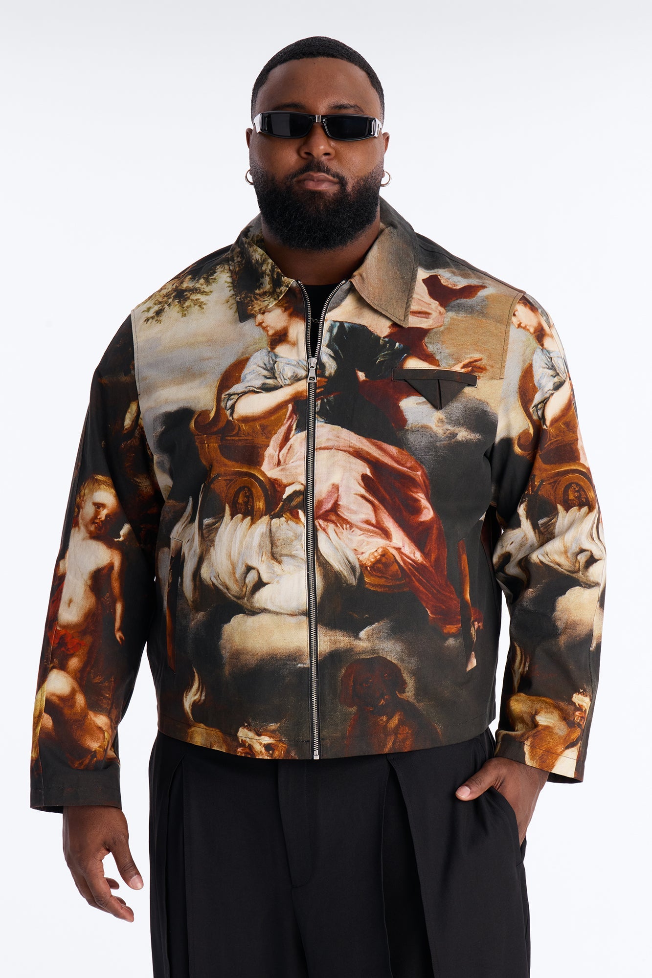 Cropped Renaissance Printed Twill Work Jacket - Multi Color Fashion Nova