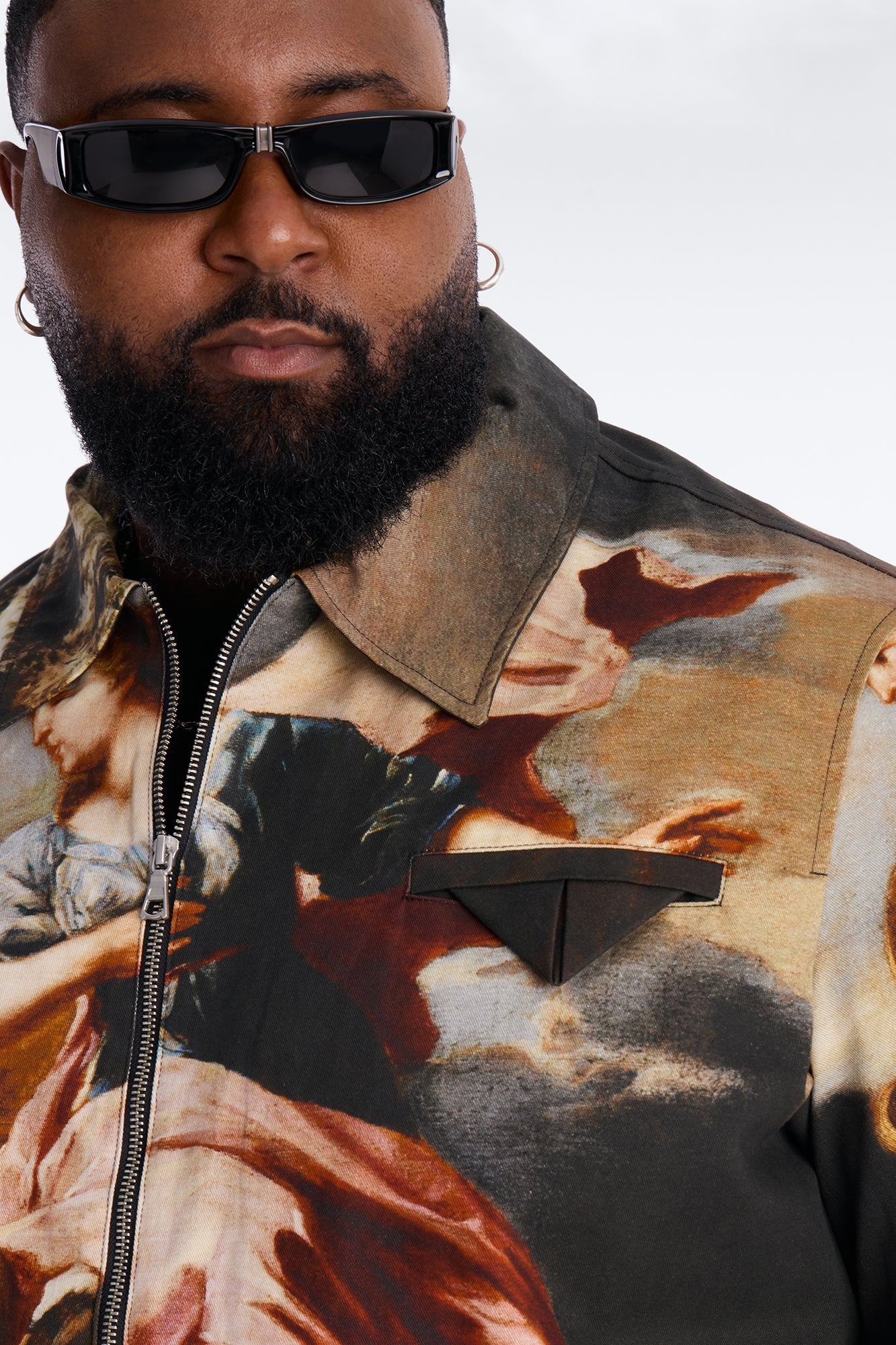 Cropped Renaissance Printed Twill Work Jacket - Multi Color Fashion Nova