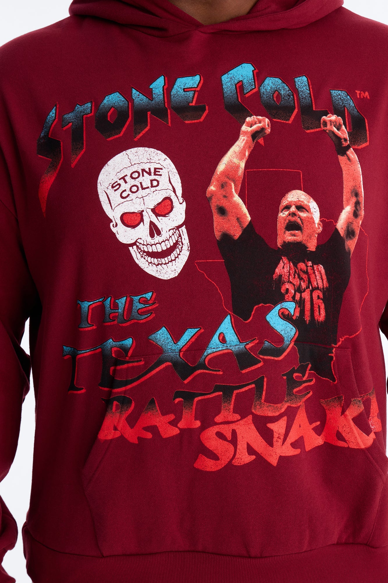 WWE Cold Stone Steve Austin Texas Rattle Snake Hoodie - Burgundy Fashion Nova