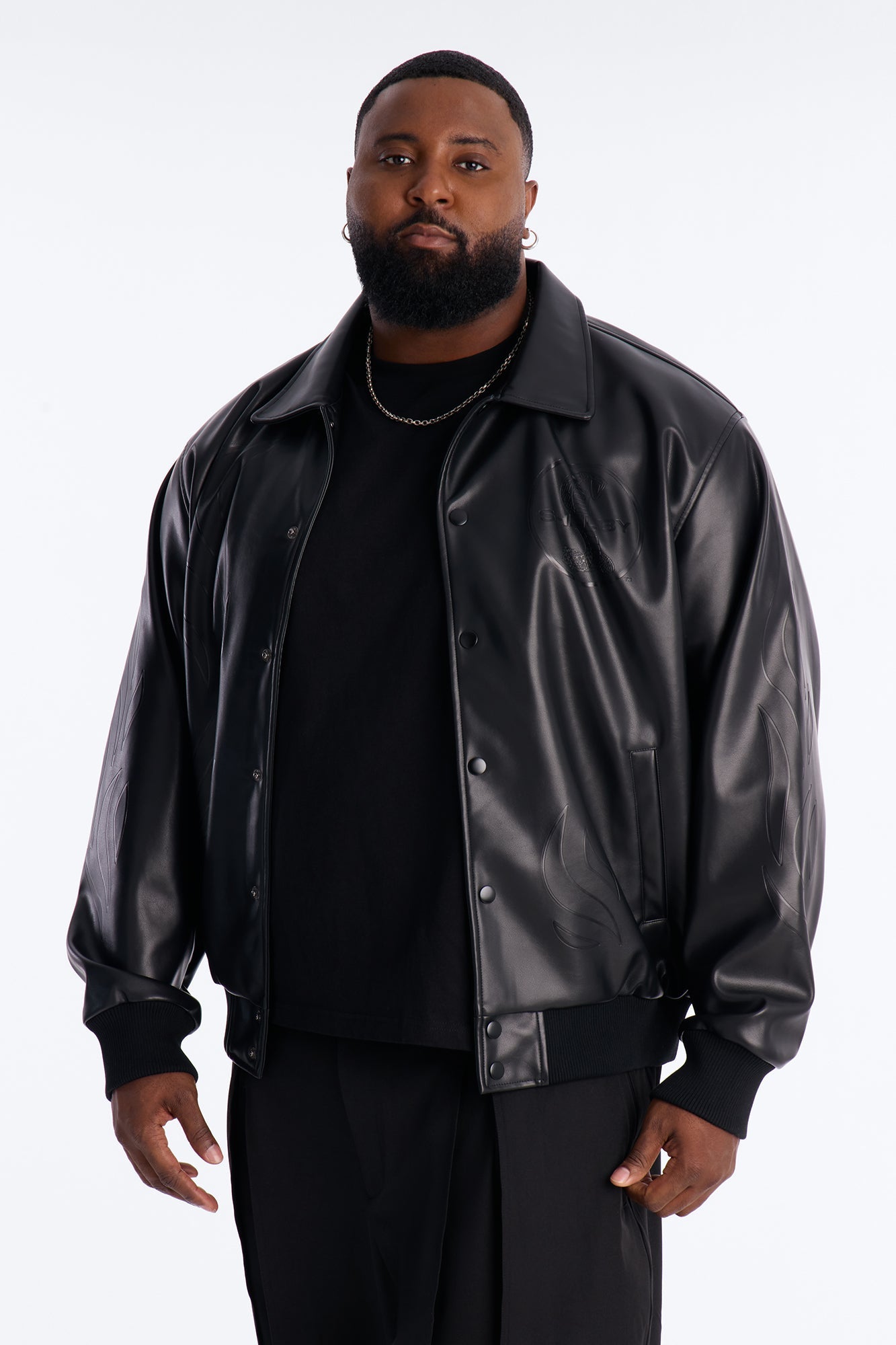 Shelby Racing Embossed Faux Leather Jacket - Black Fashion Nova