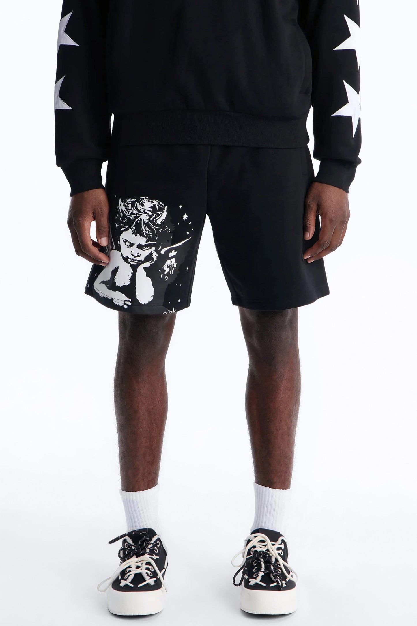 Menace Sent Embroidery Sweatshorts - Black Fashion Nova