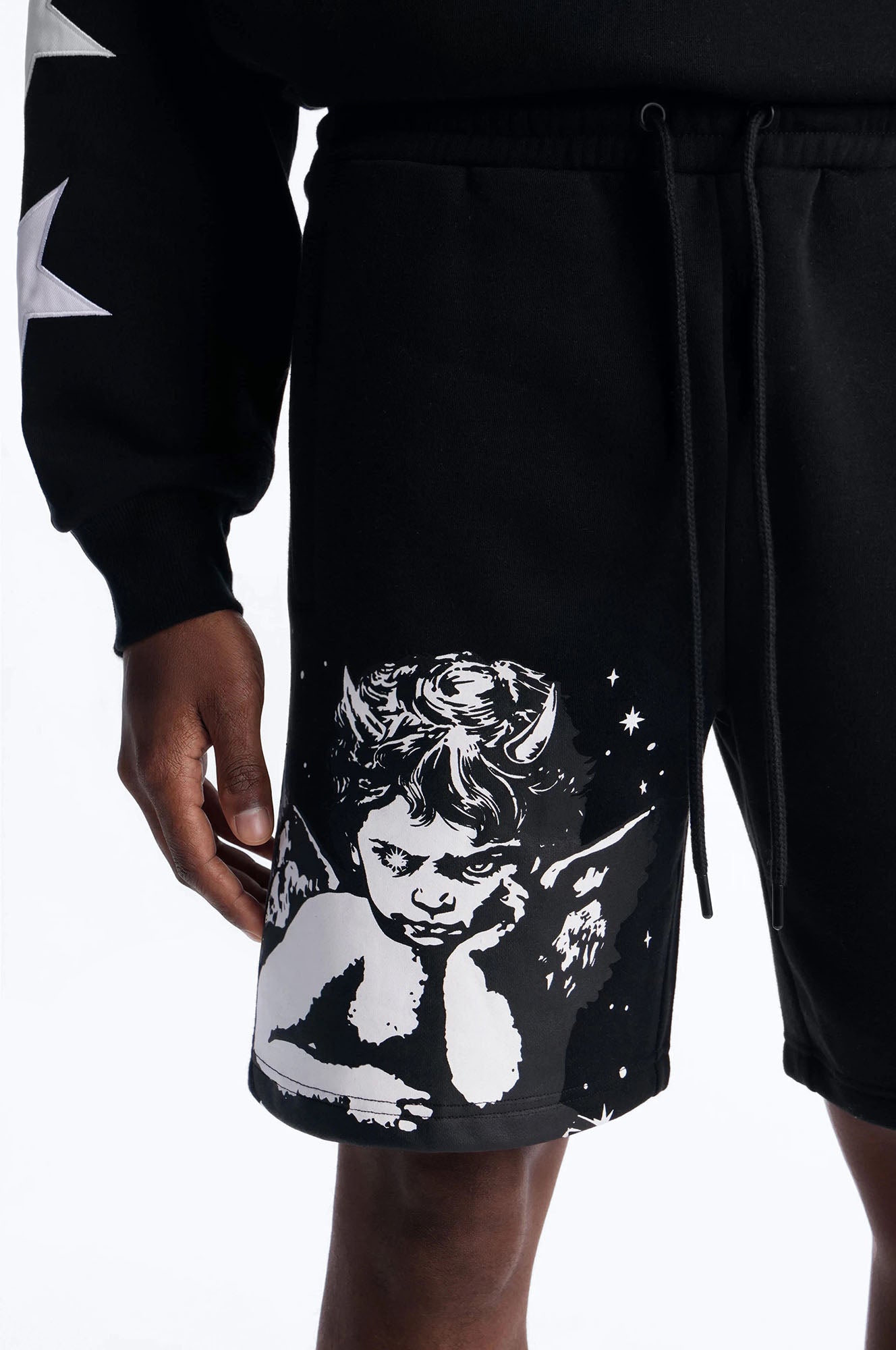 Menace Sent Embroidery Sweatshorts - Black Fashion Nova