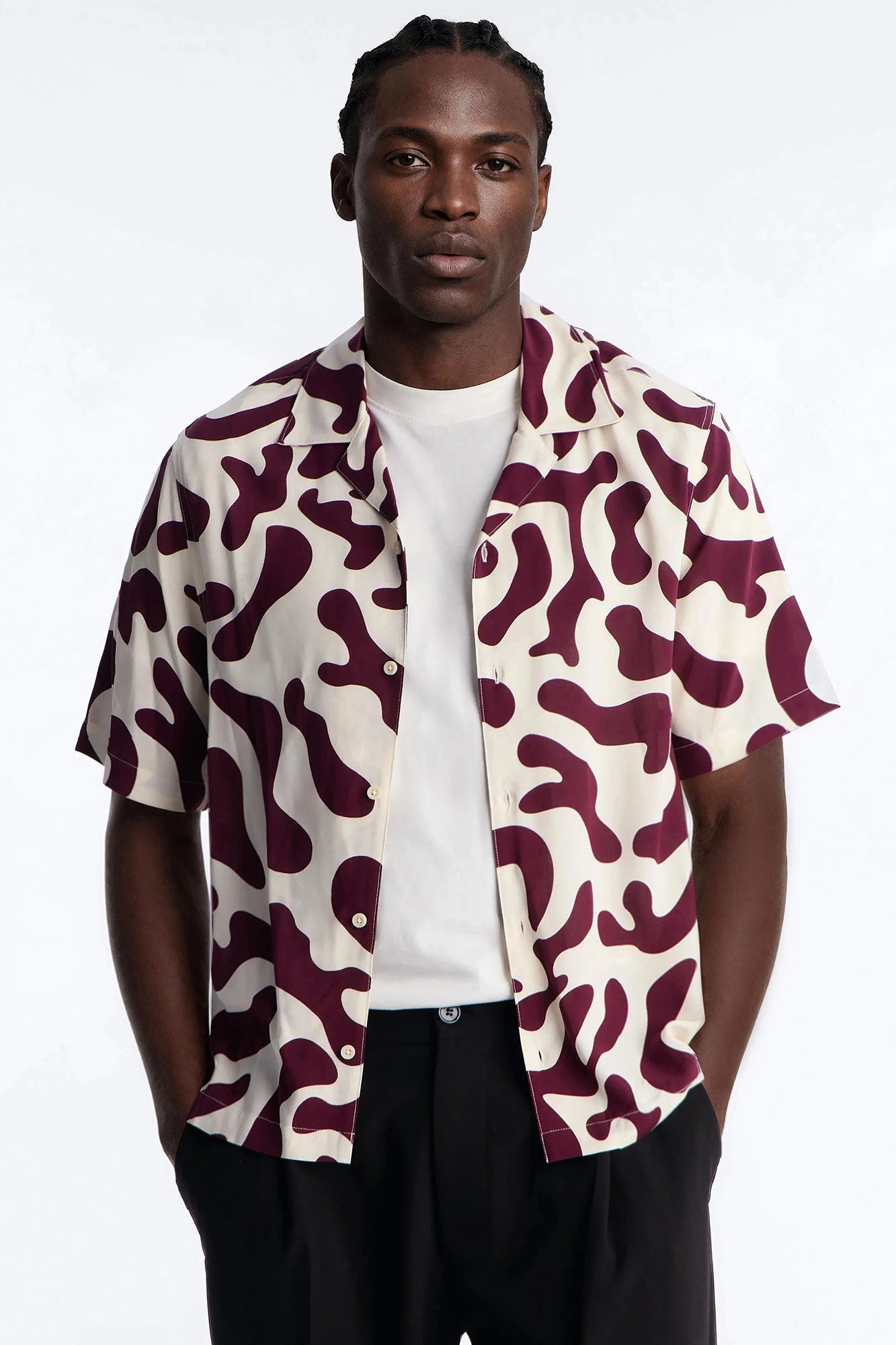 Bold Metric Cuban Shirt - Burgundy Fashion Nova