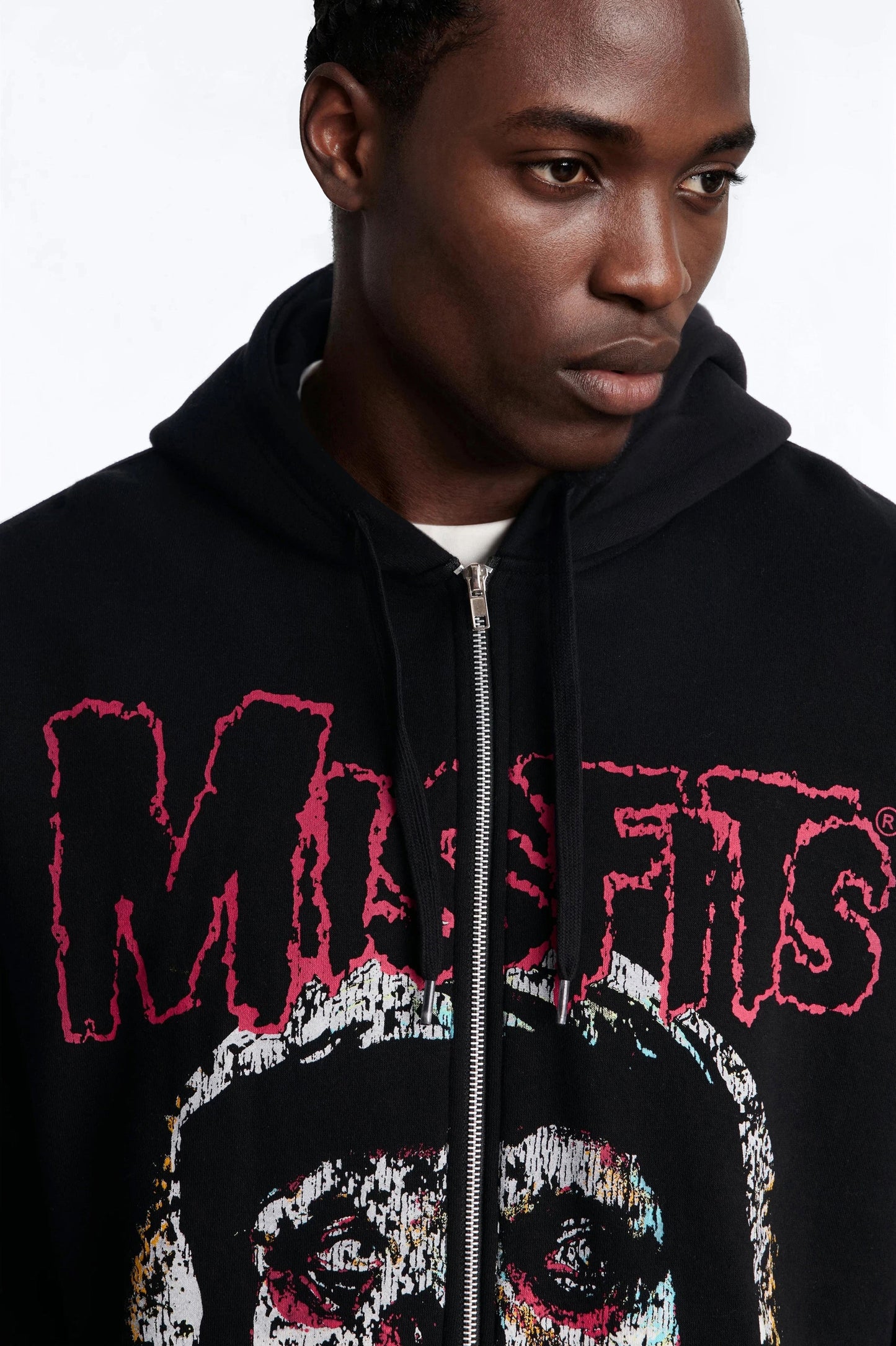 MIsfits Vintage Zip Hoodie - Black Wash Fashion Nova
