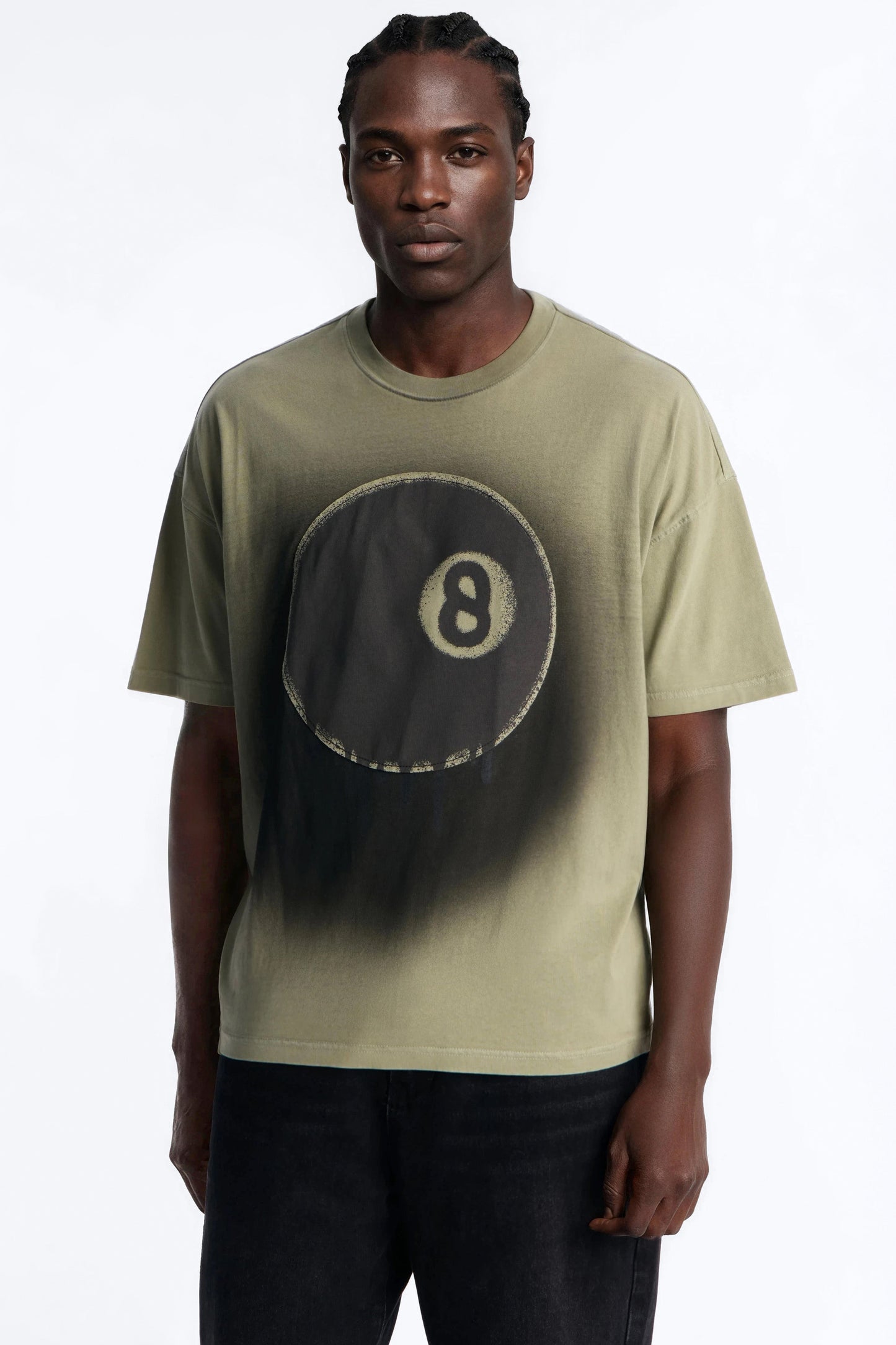 Fading Out 8 Ball Short Sleeve Tee - Olive Fashion Nova