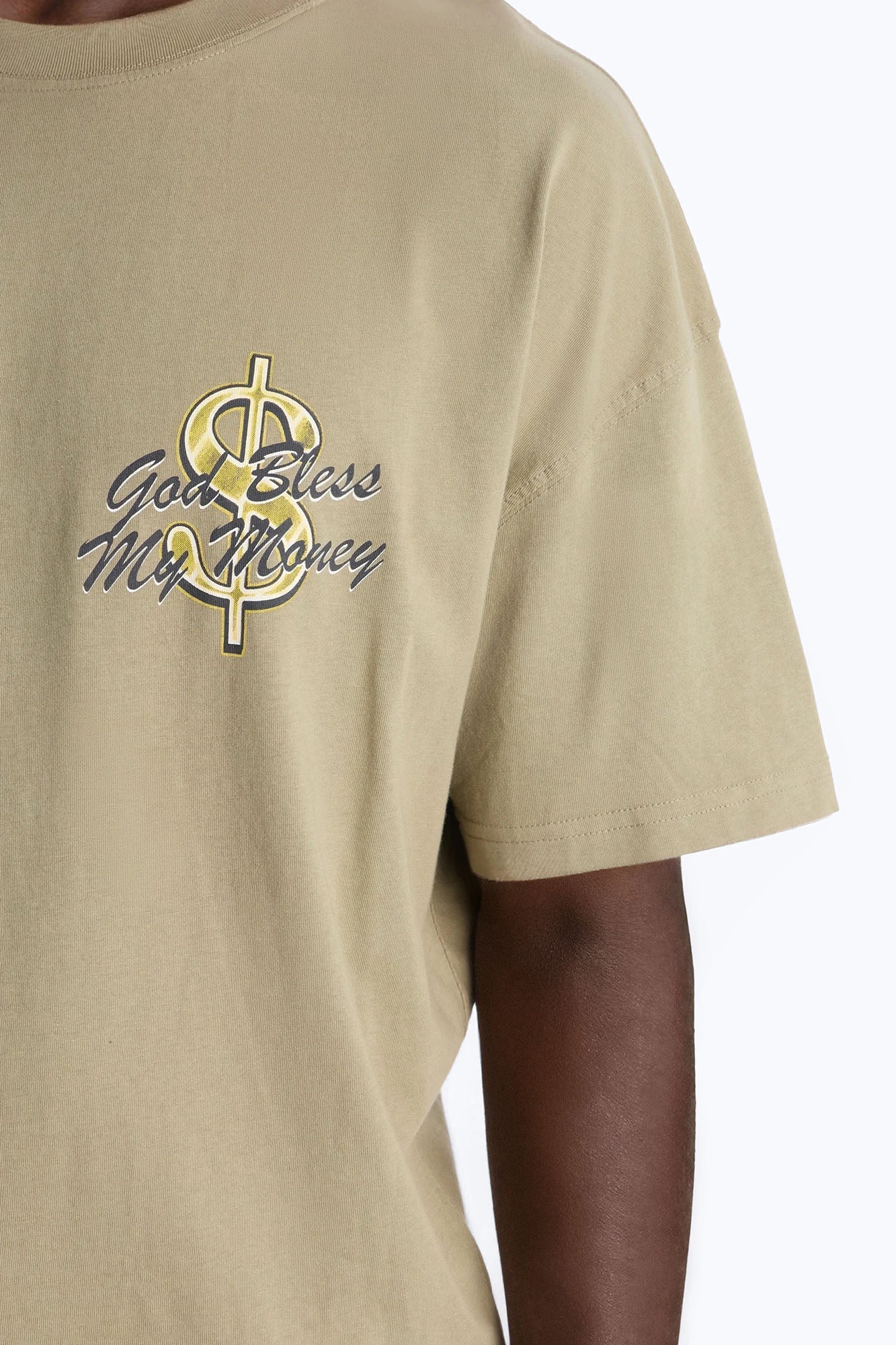 God Bless My Money Oversized Short Sleeve Tee - Olive Fashion Nova