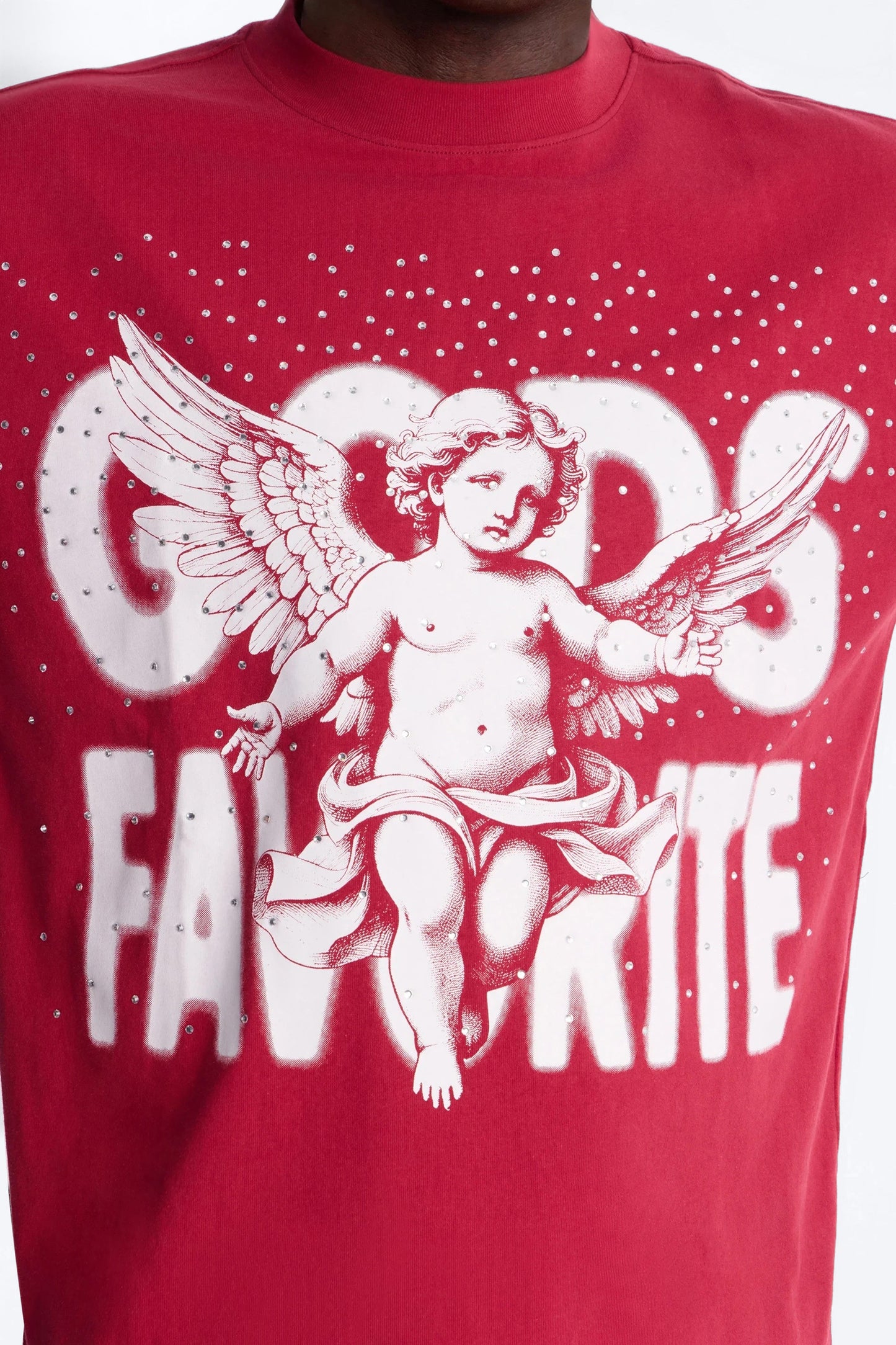God's Favorite Rhinestones Short Sleeve Tee - Red Fashion Nova