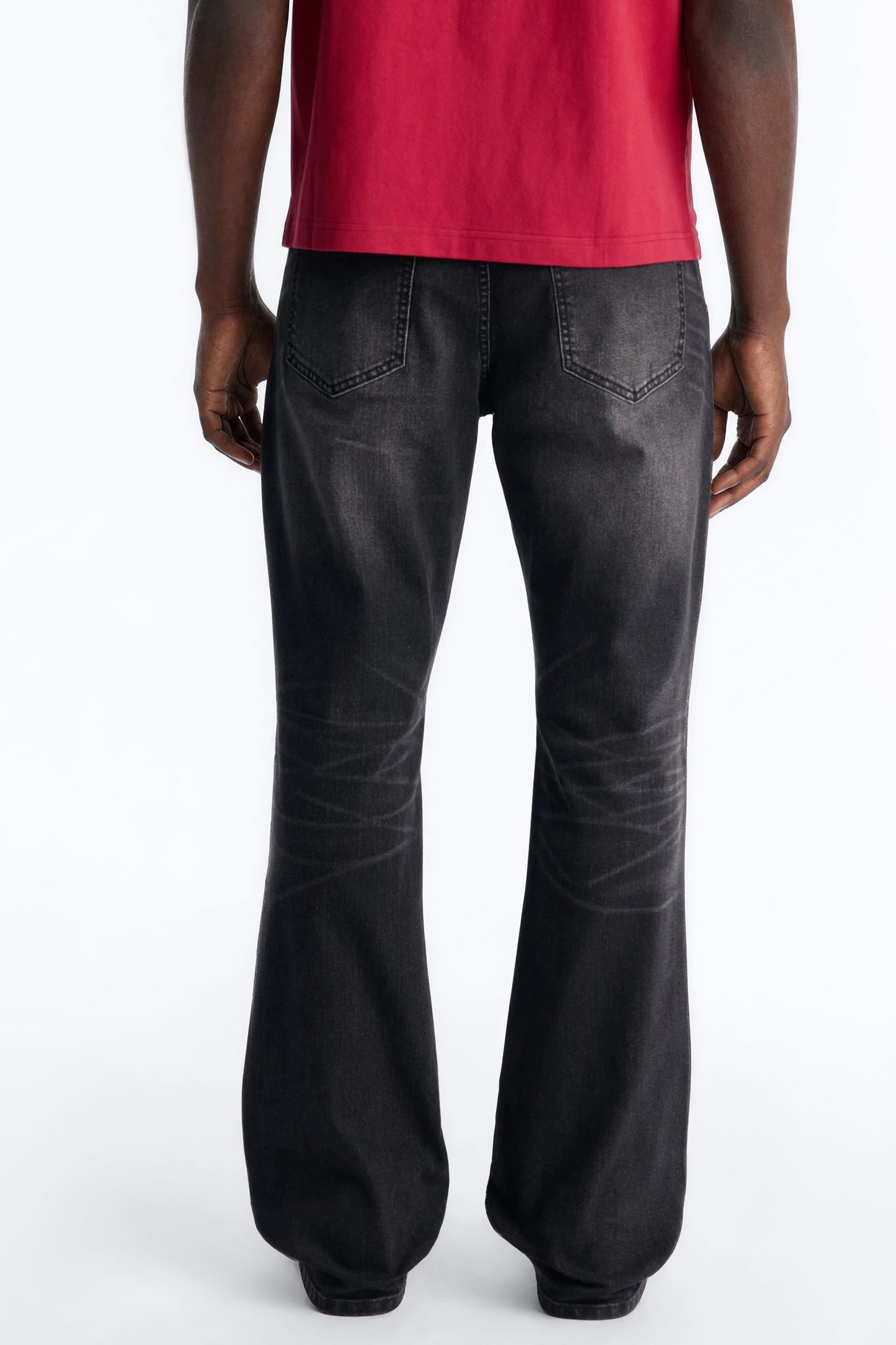 Stacked Slim Flare Faith Over Fear Drip Jean - Black Wash Fashion Nova