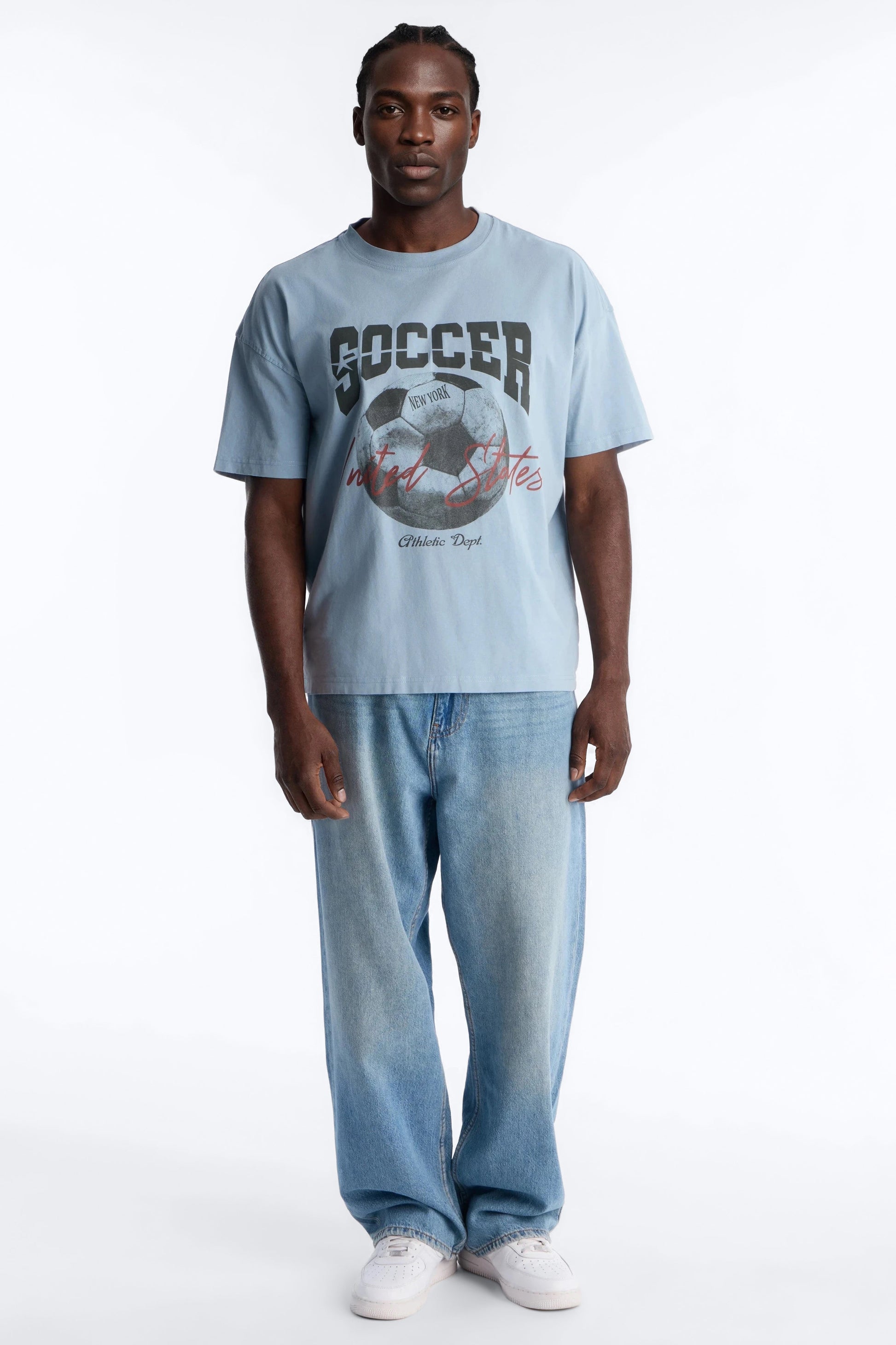 Soccer USA Oversized Short Sleeve Tee - Light Blue Fashion Nova