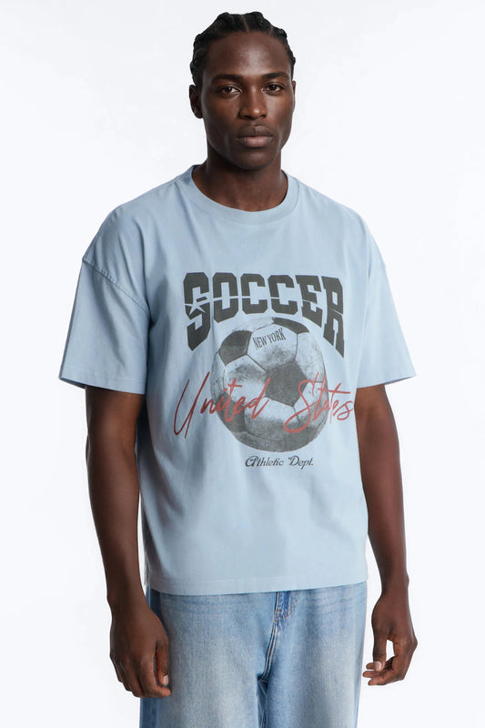 Soccer USA Oversized Short Sleeve Tee - Light Blue Fashion Nova