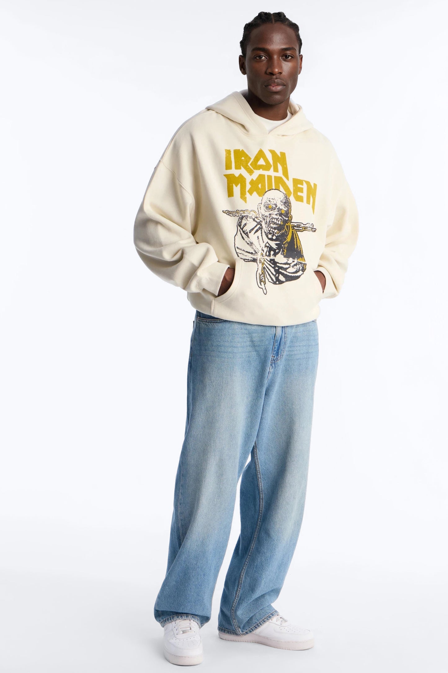 Iron Maiden World Peace Tour Vintage Hoodie - Cream Fashion Nova