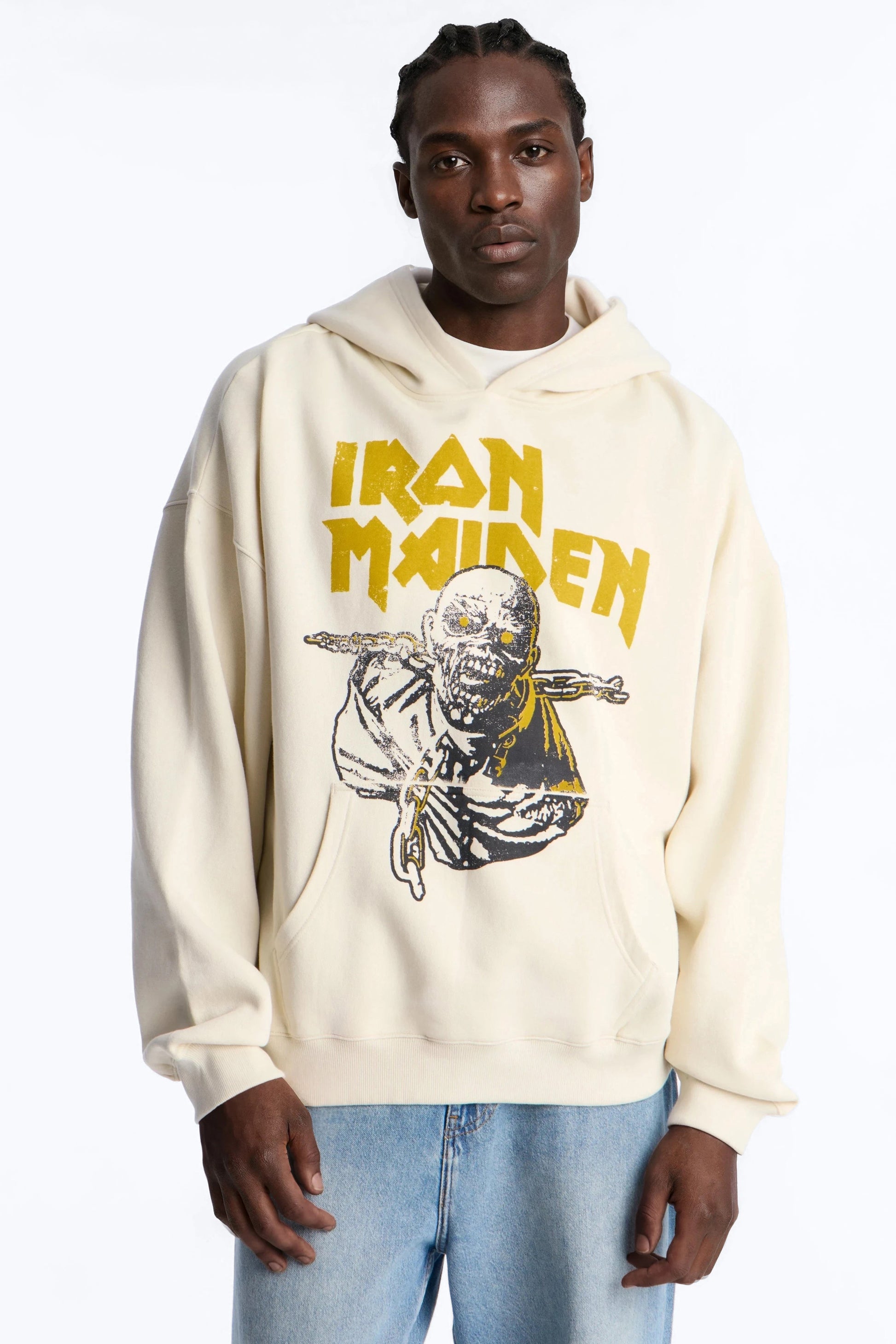 Iron Maiden World Peace Tour Vintage Hoodie - Cream Fashion Nova