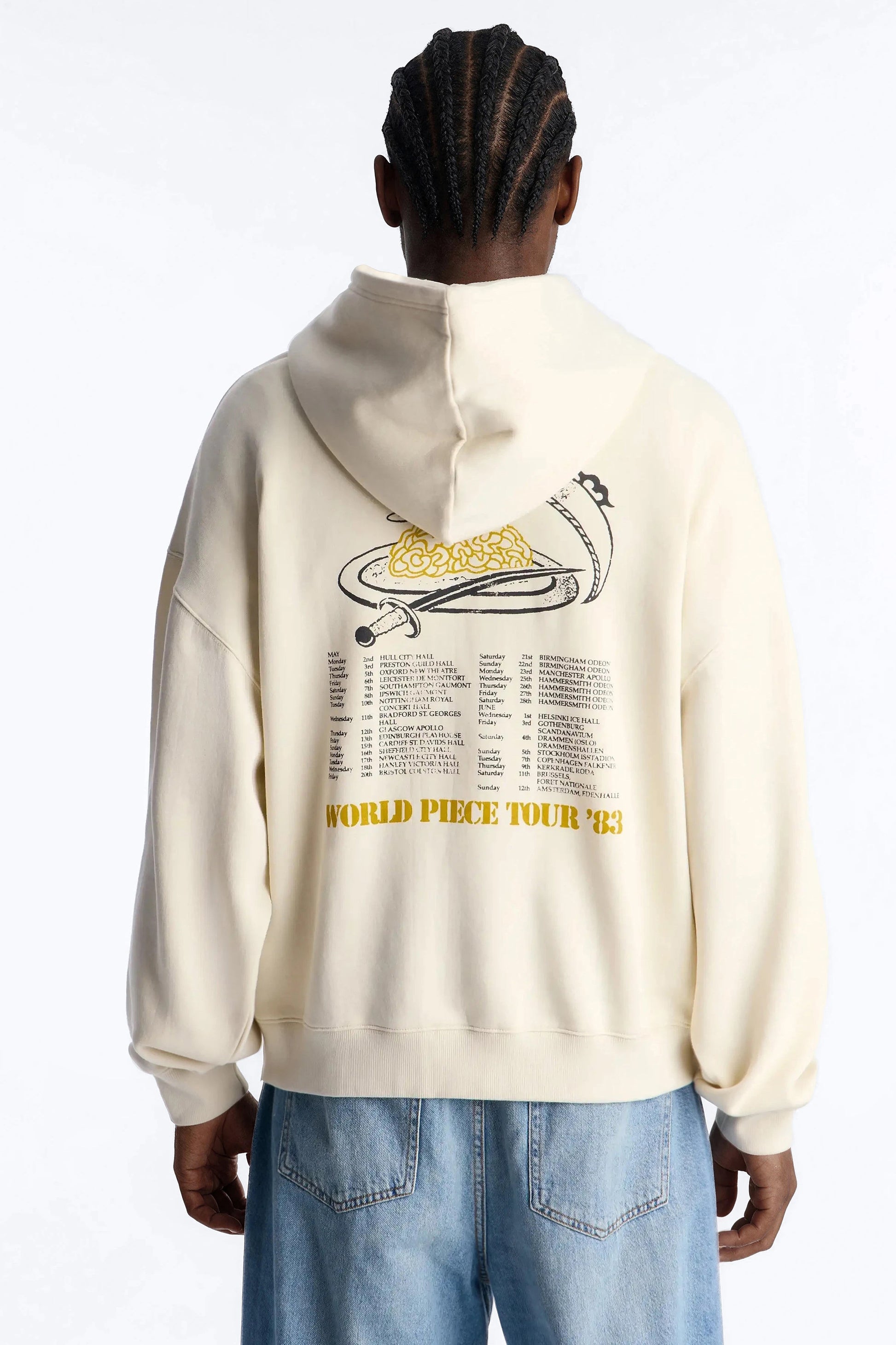 Iron Maiden World Peace Tour Vintage Hoodie - Cream Fashion Nova