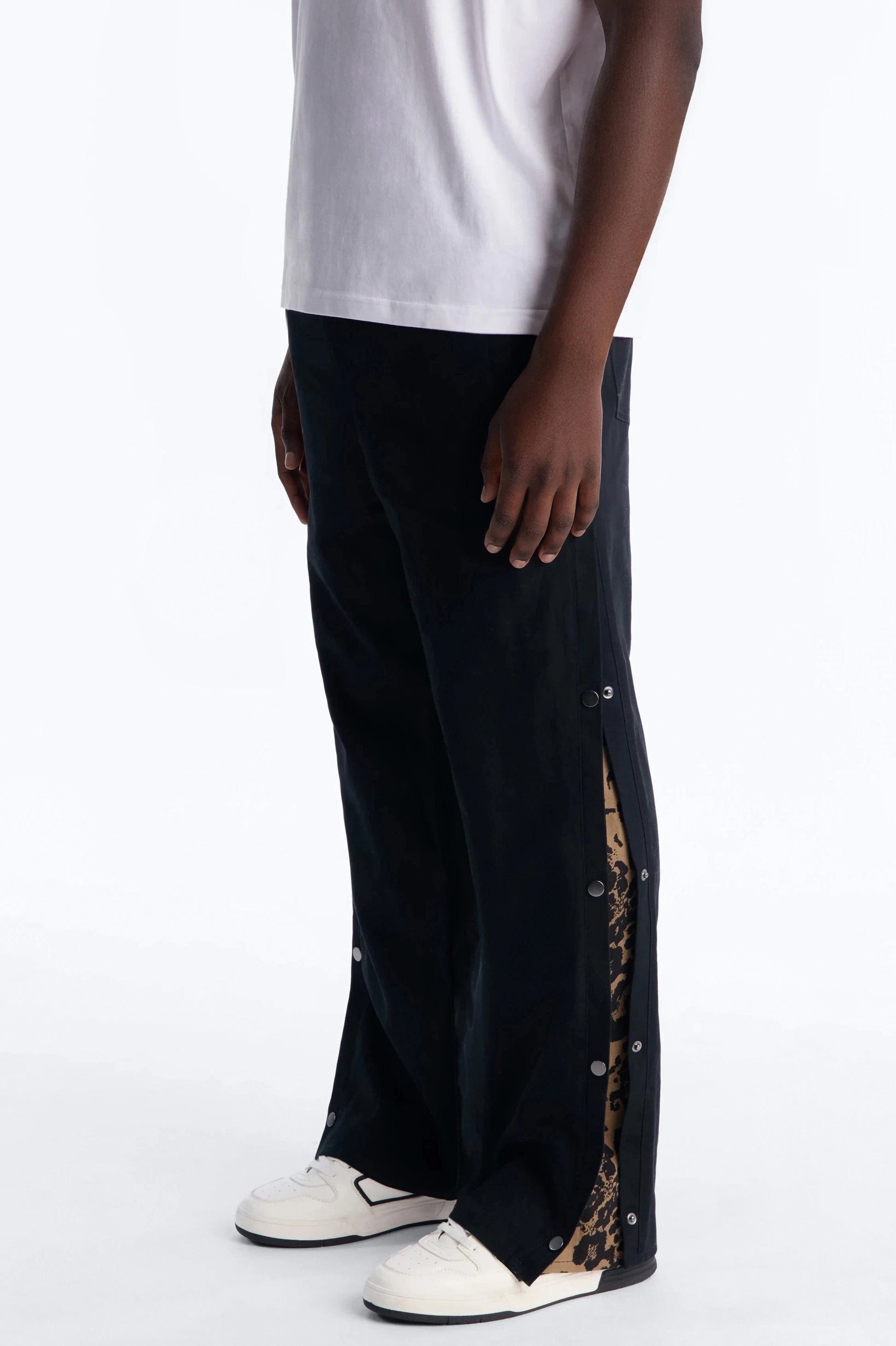 Straight Print Hint Studded Pant - Black Fashion Nova
