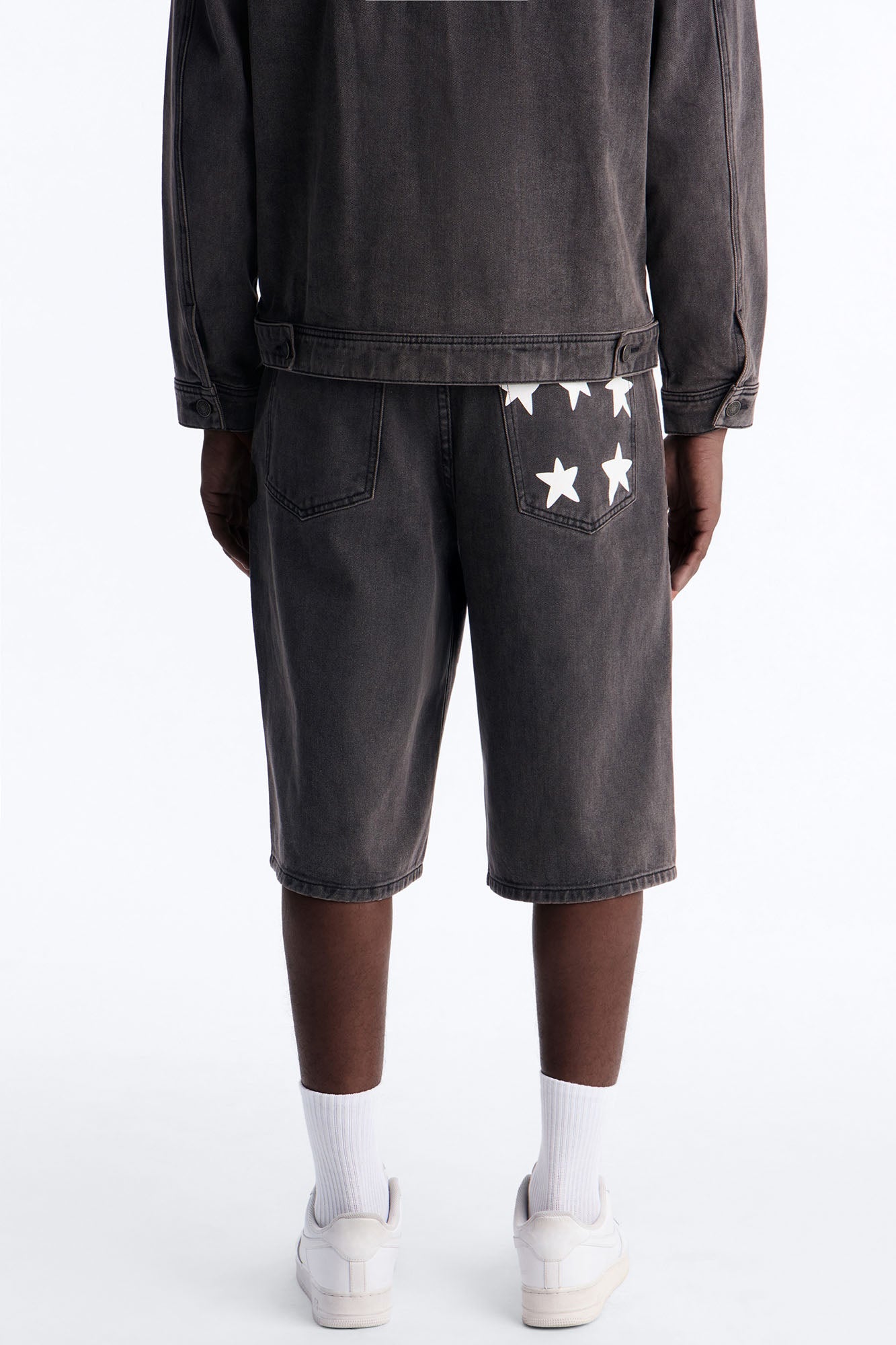 Baggy Star Spangled Denim Short - Black Wash Fashion Nova