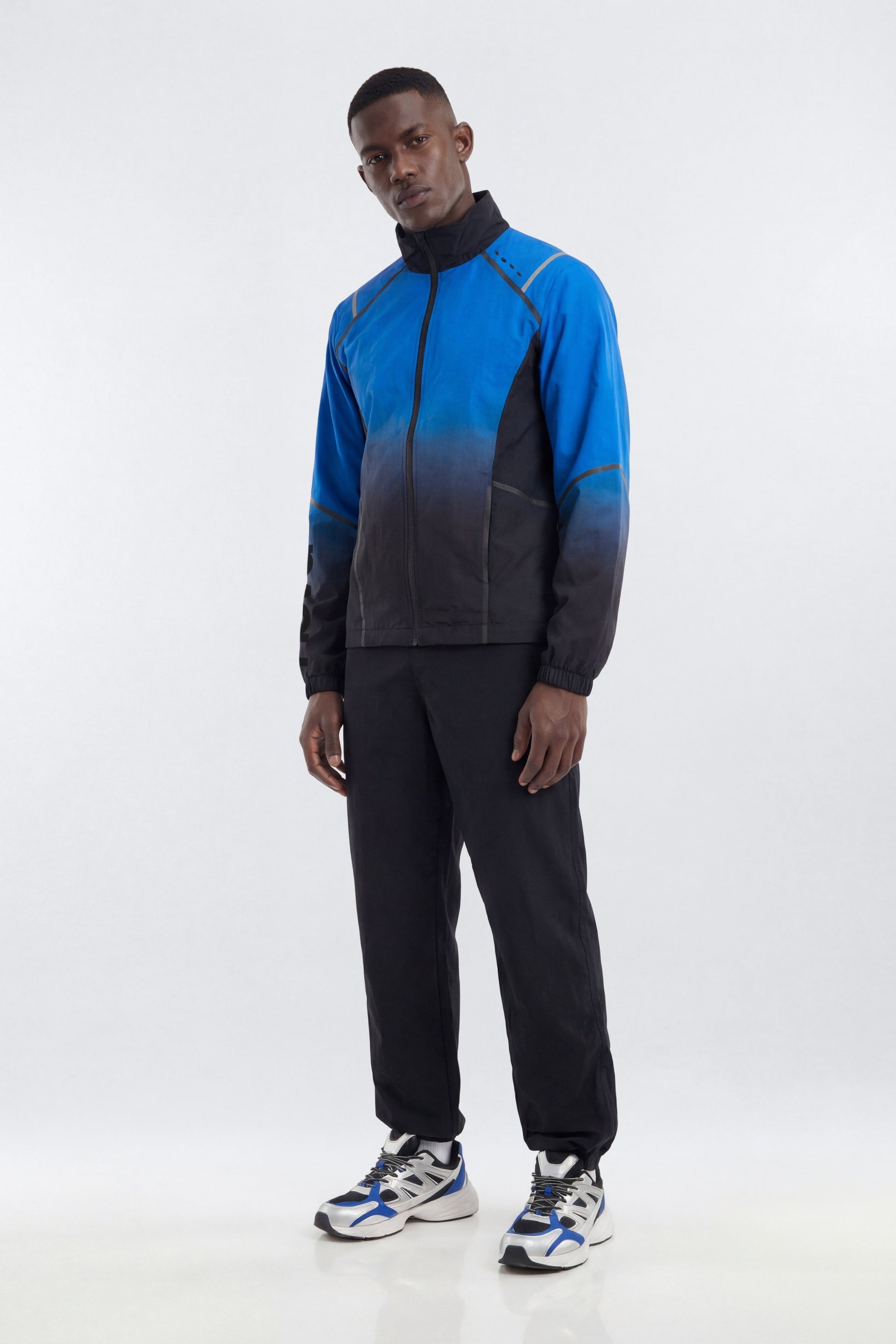 CoreNylon Ombre Full Zip Jacket - Blue/Black Fashion Nova