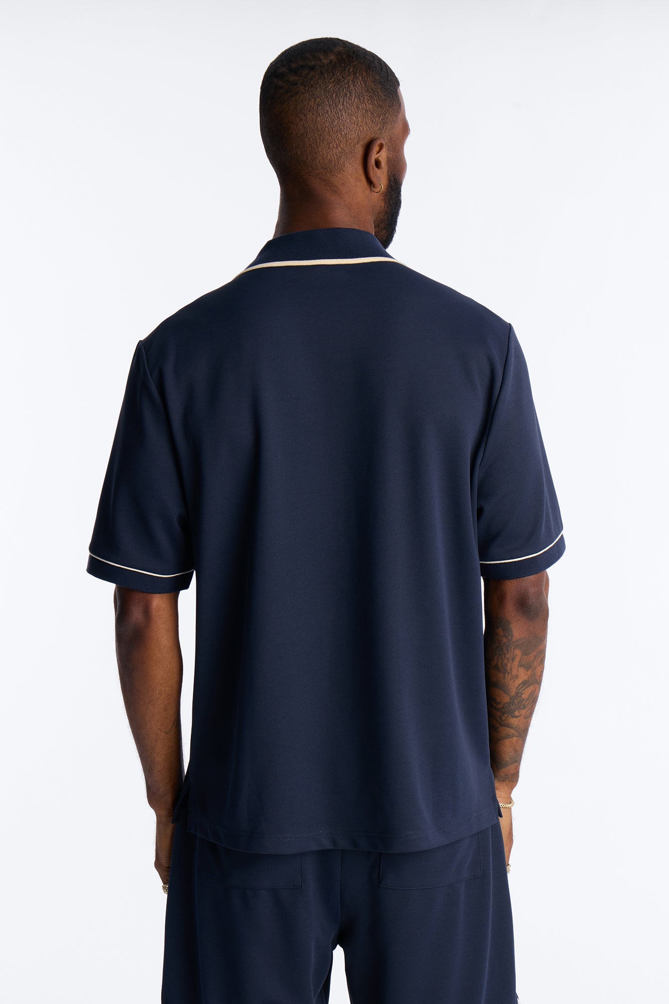 Noir Cuban Collar Shirt - Navy Fashion Nova