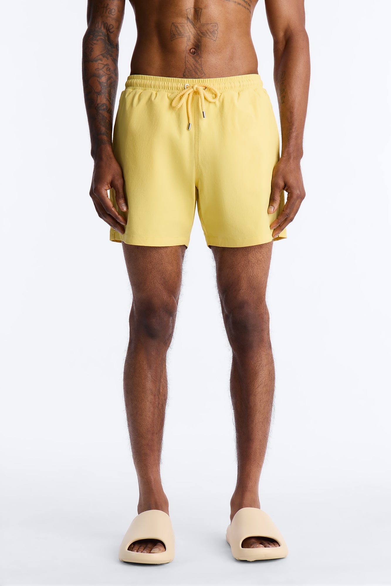 Montez Stretch Swim Trunk 6″ - Yellow Fashion Nova