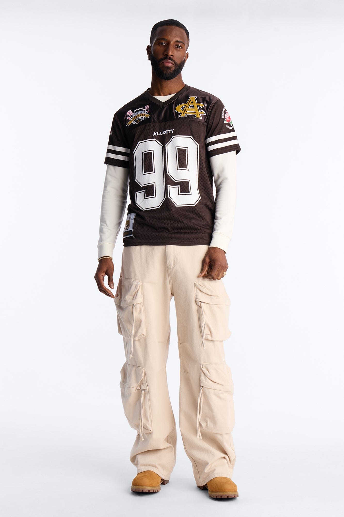 All City 99 Patch Football Mesh Jersey - Brown Fashion Nova