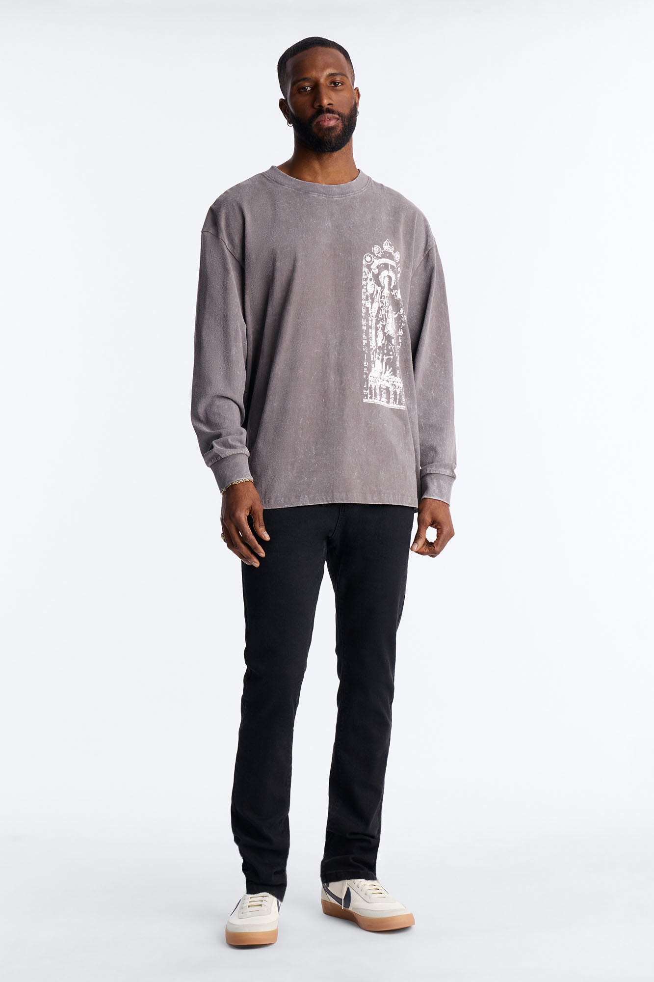 Divine Messenger Long Sleeve Tee - Charcoal Fashion Nova