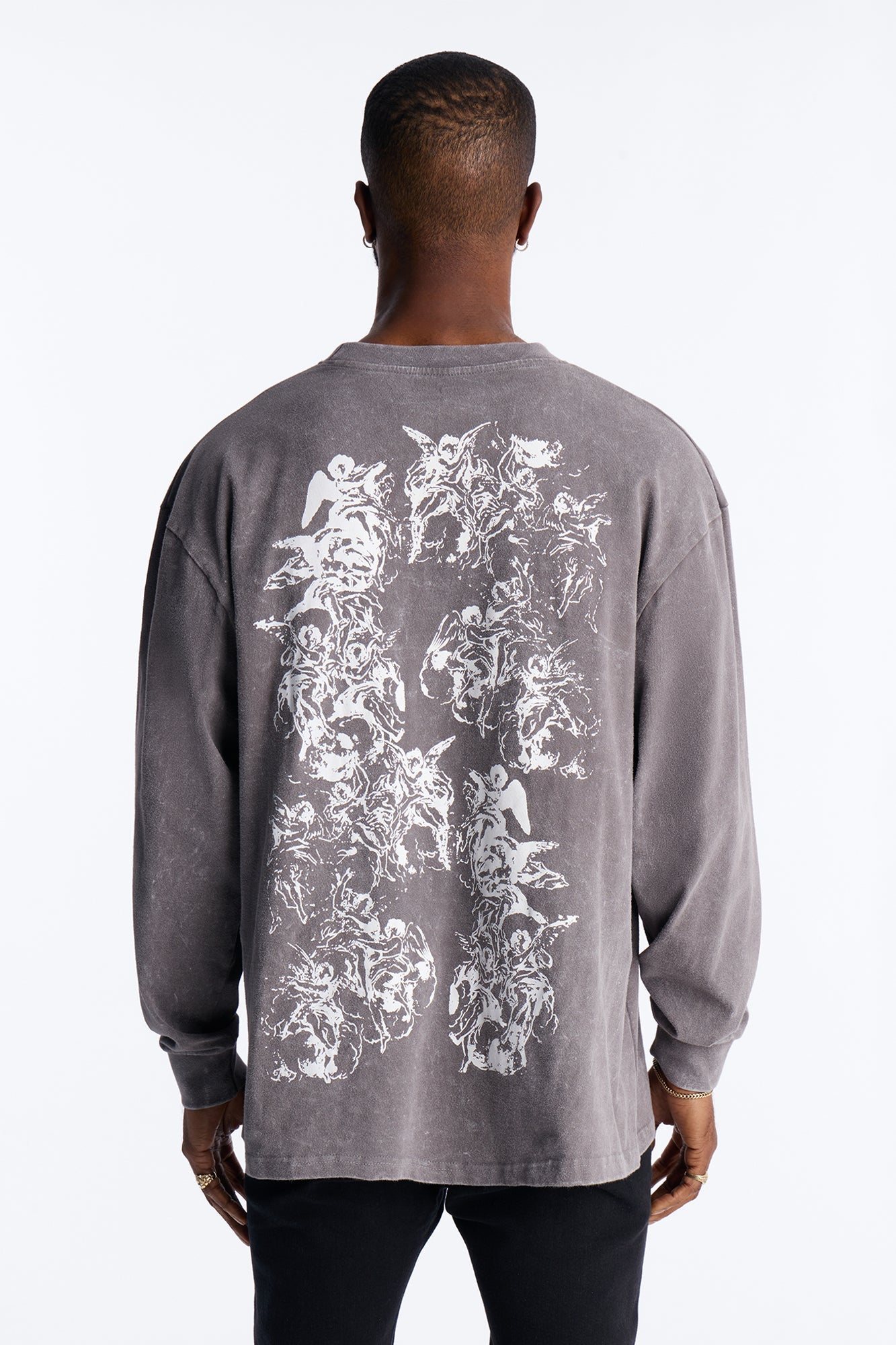 Divine Messenger Long Sleeve Tee - Charcoal Fashion Nova