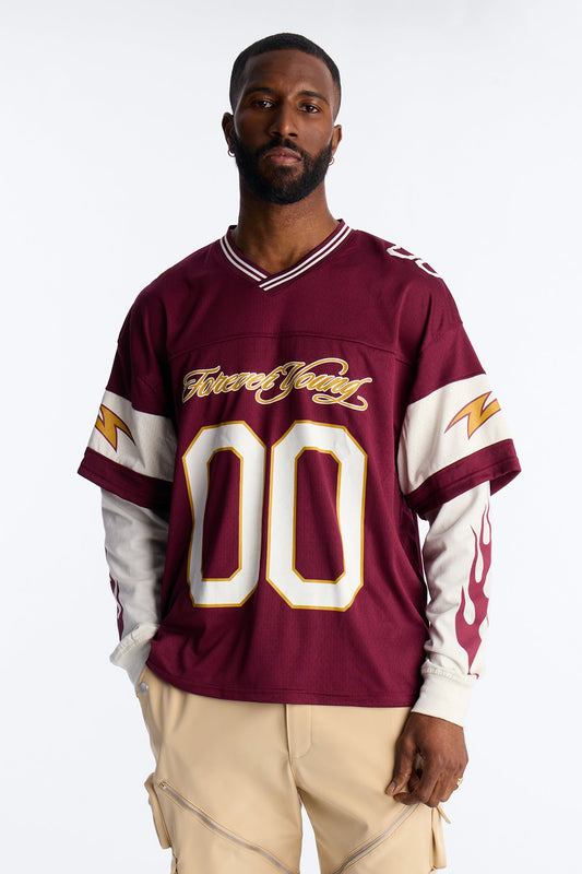 Forever Young Studio Jersey 2fer - Burgundy Fashion Nova