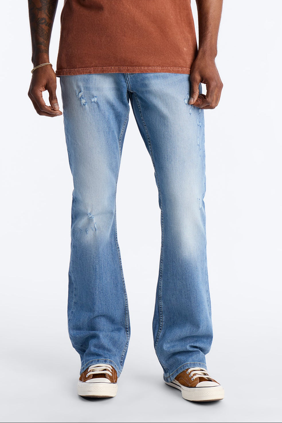 Stacked Skinny Flare Take My Time Jean - Medium Blue Wash Fashion Nova