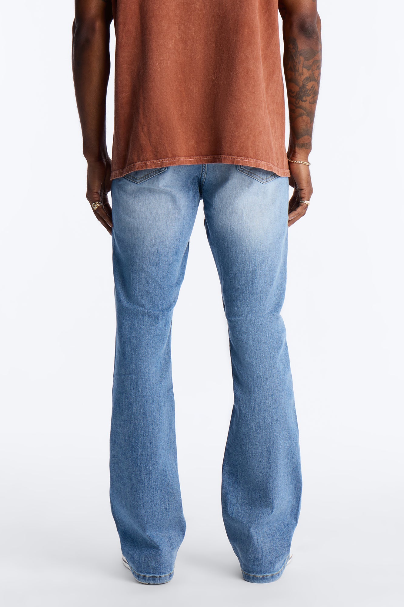 Stacked Skinny Flare Take My Time Jean - Medium Blue Wash Fashion Nova