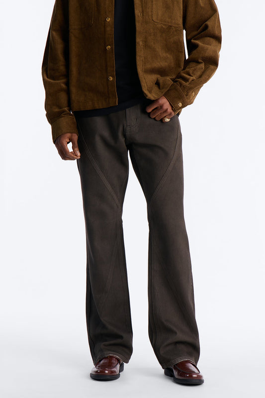 Stacked Slim Flare Phantom Waxed Jean - Olive Fashion Nova
