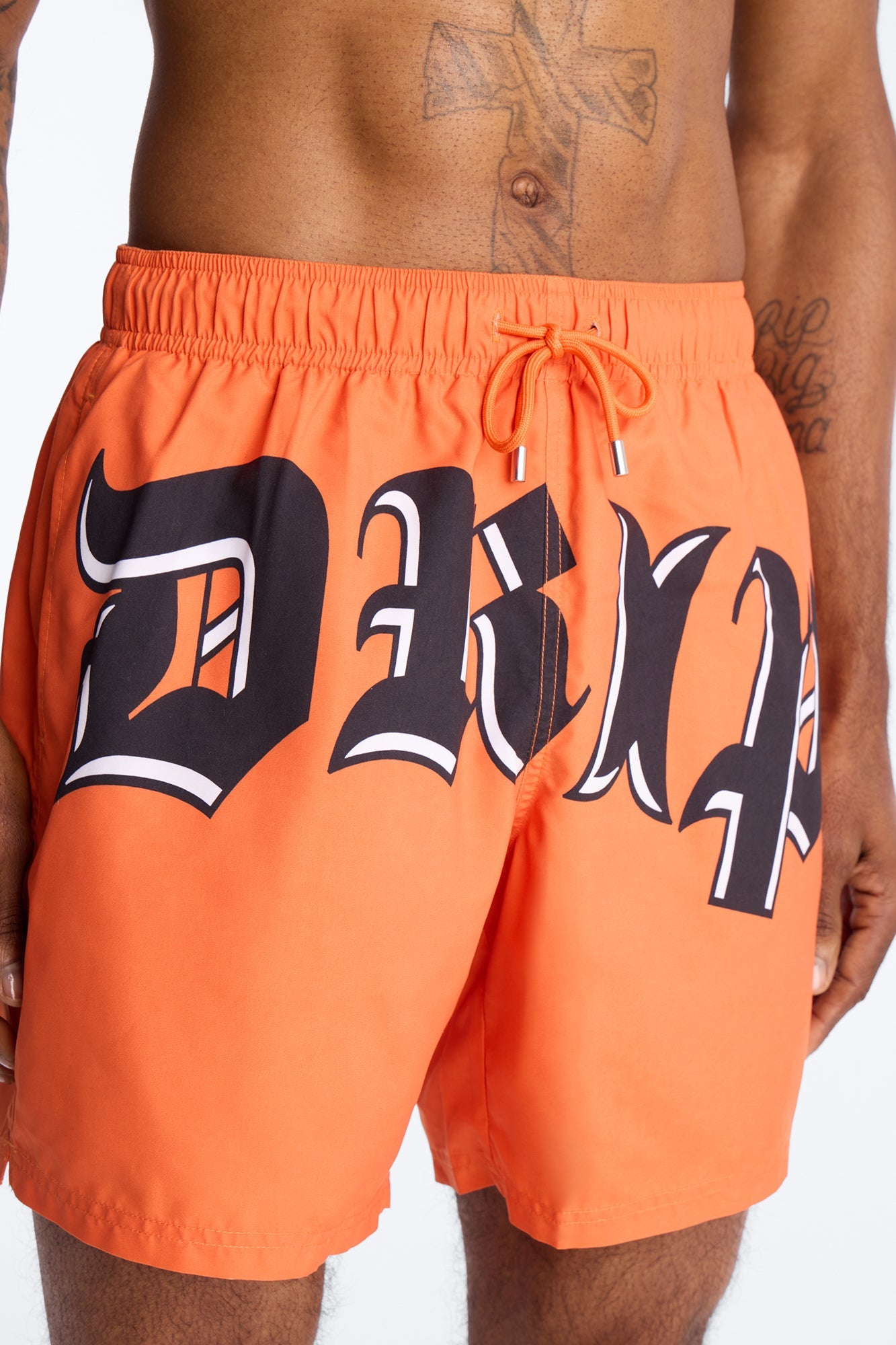 All The Drip Swim Trunk 7″ - Orange Fashion Nova