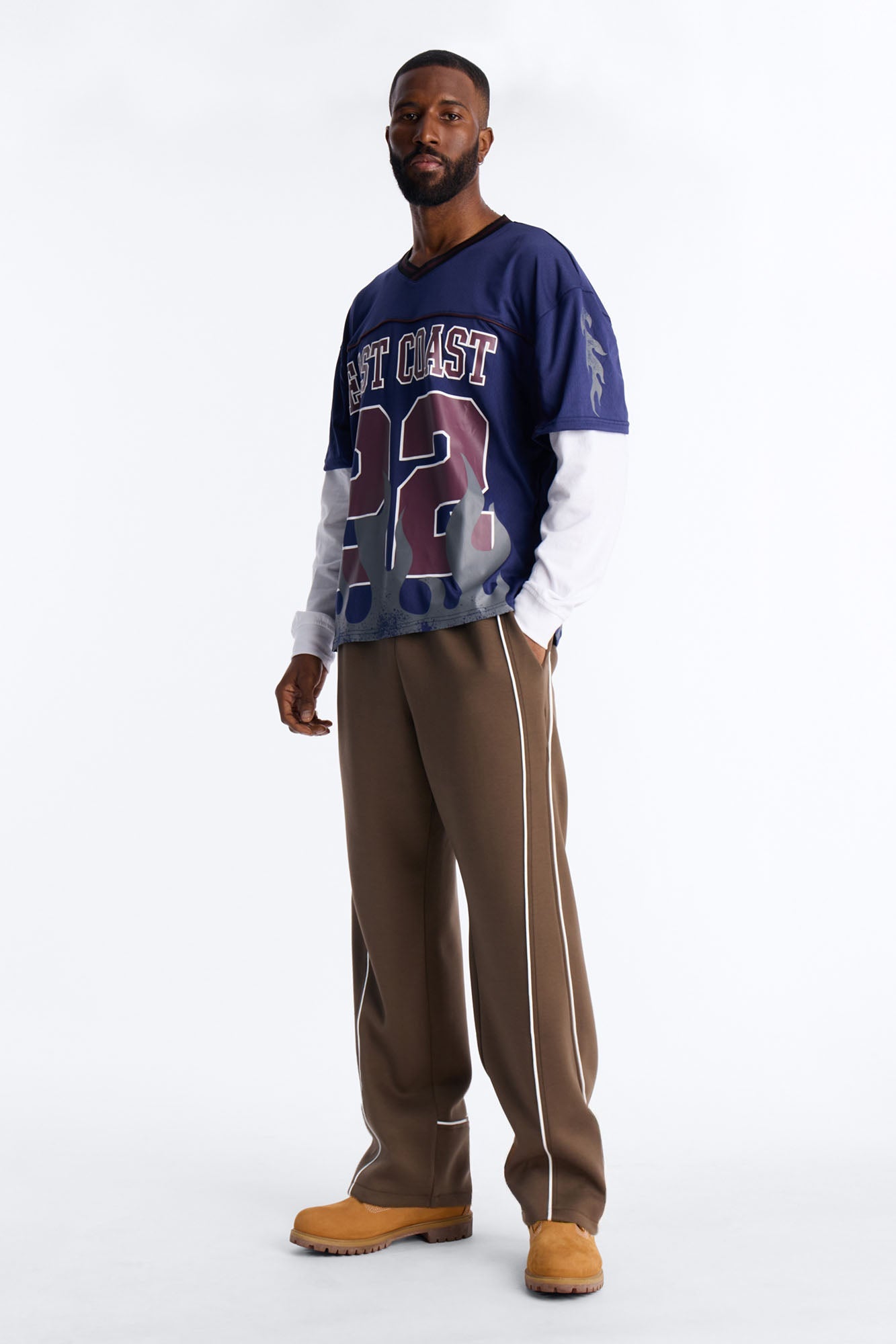 Straight Structured Fleece Piped Pant - Brown Fashion Nova