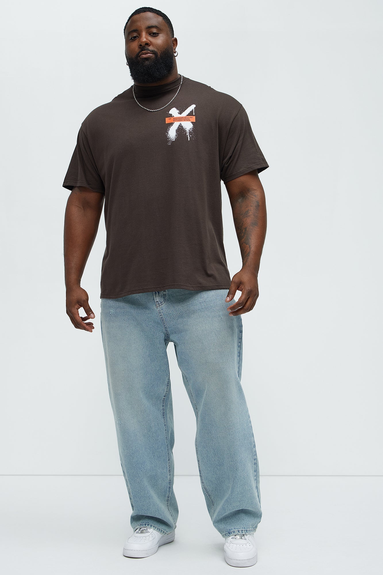 X Graffiti Short Sleeve Crew Neck T shirt - Brown Fashion Nova